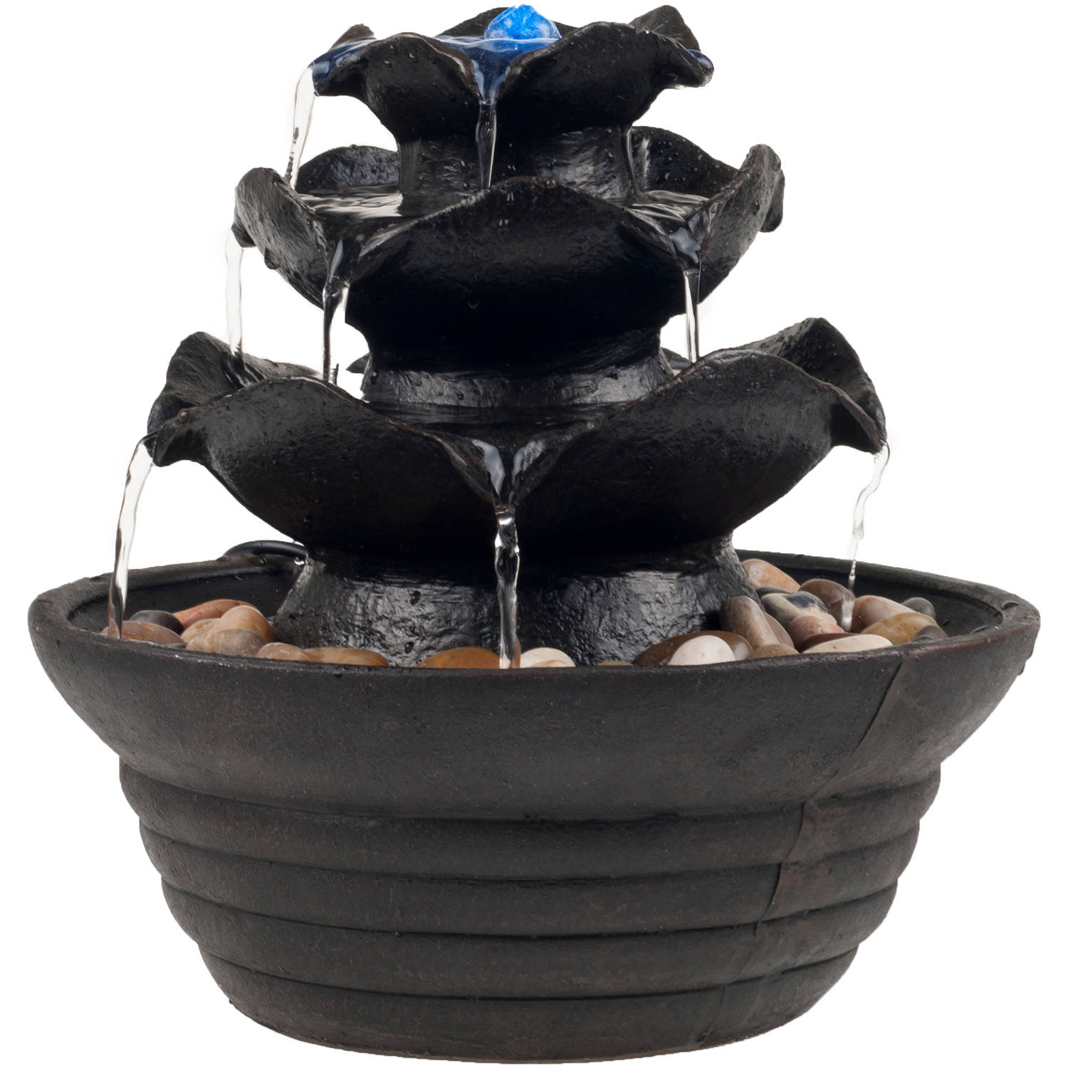 Indoor Water Fountain With LED Lights- Lighted Three Tier Soothing ...