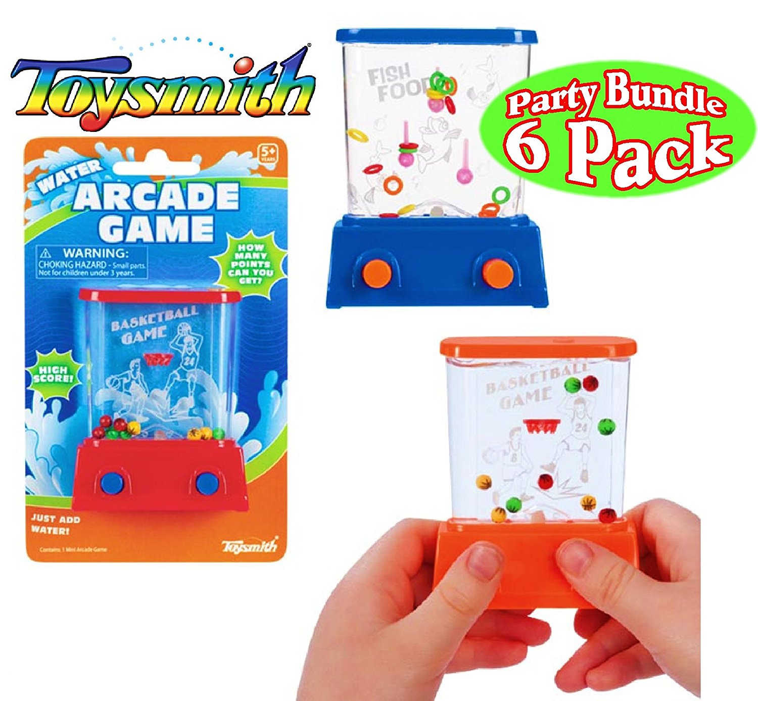 Amazon.com: Toysmith Mini Handheld Water Arcade Games Basketball ...
