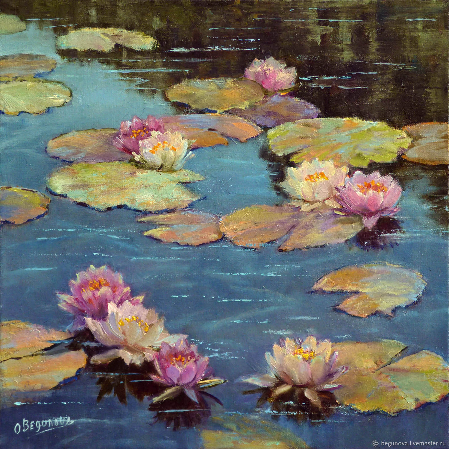 Water lilies oil painting ,painting flowers, landscape flowers ...