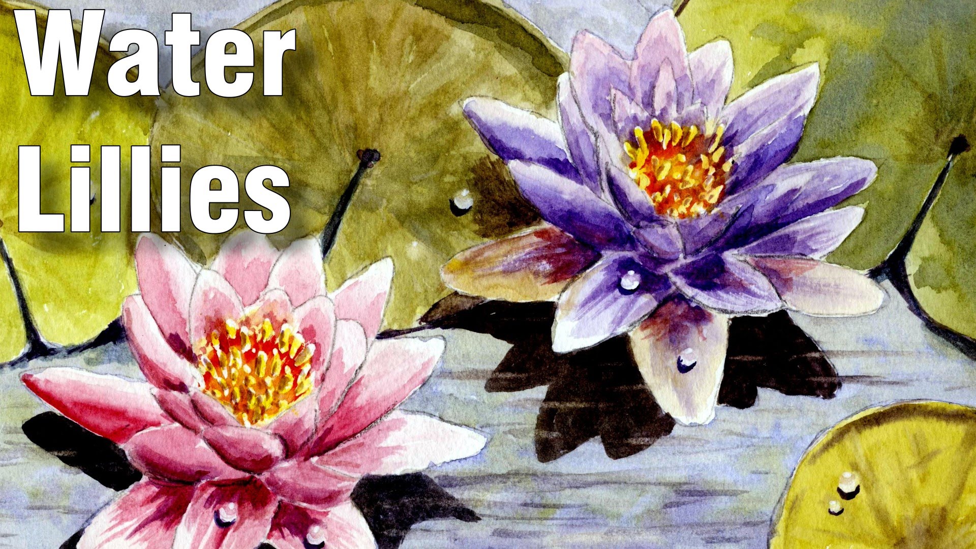 painting water lilies in watercolor 1 - YouTube