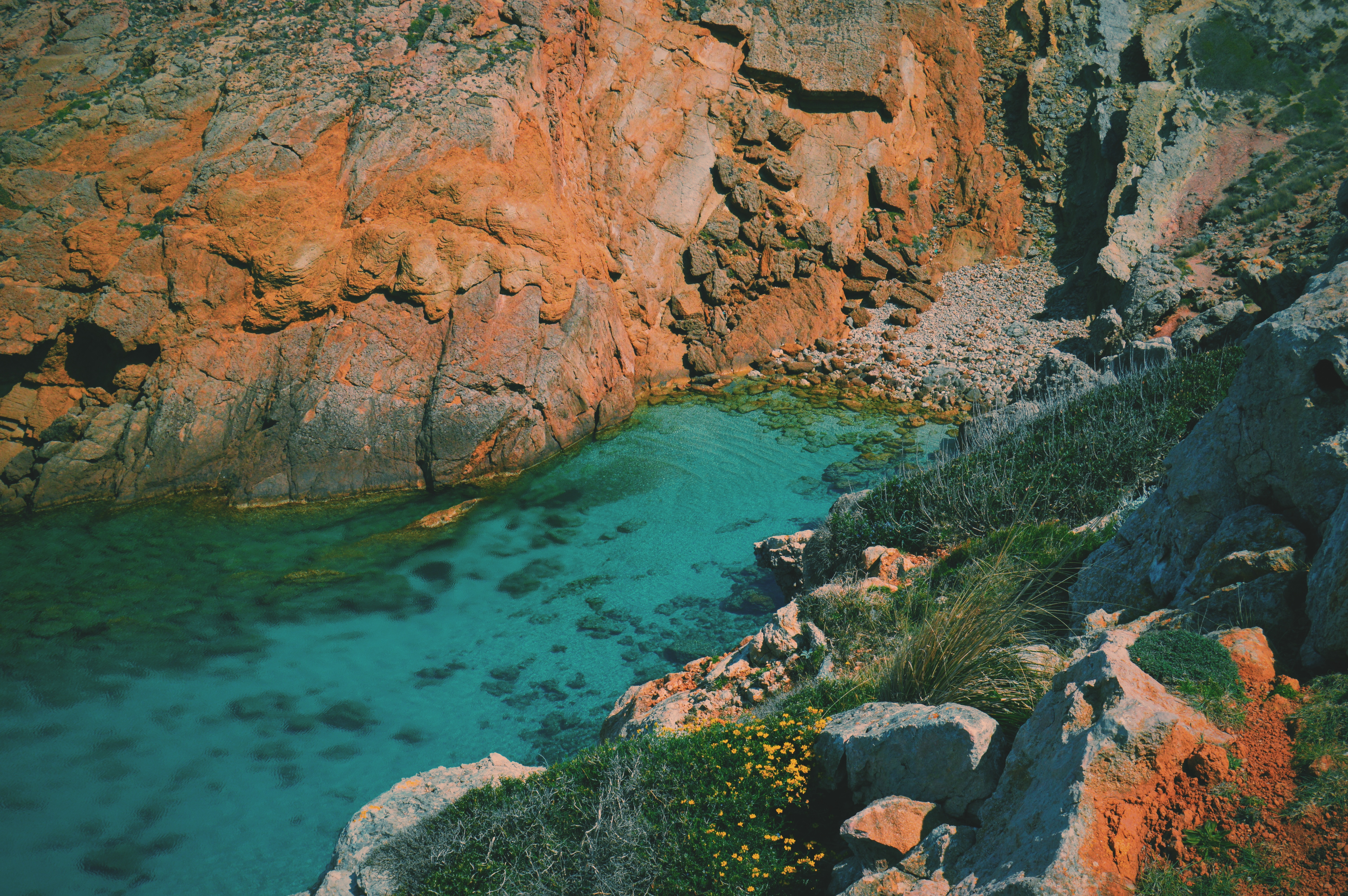 Water Shore, Blue, Cliff, Flow, Landscape, HQ Photo
