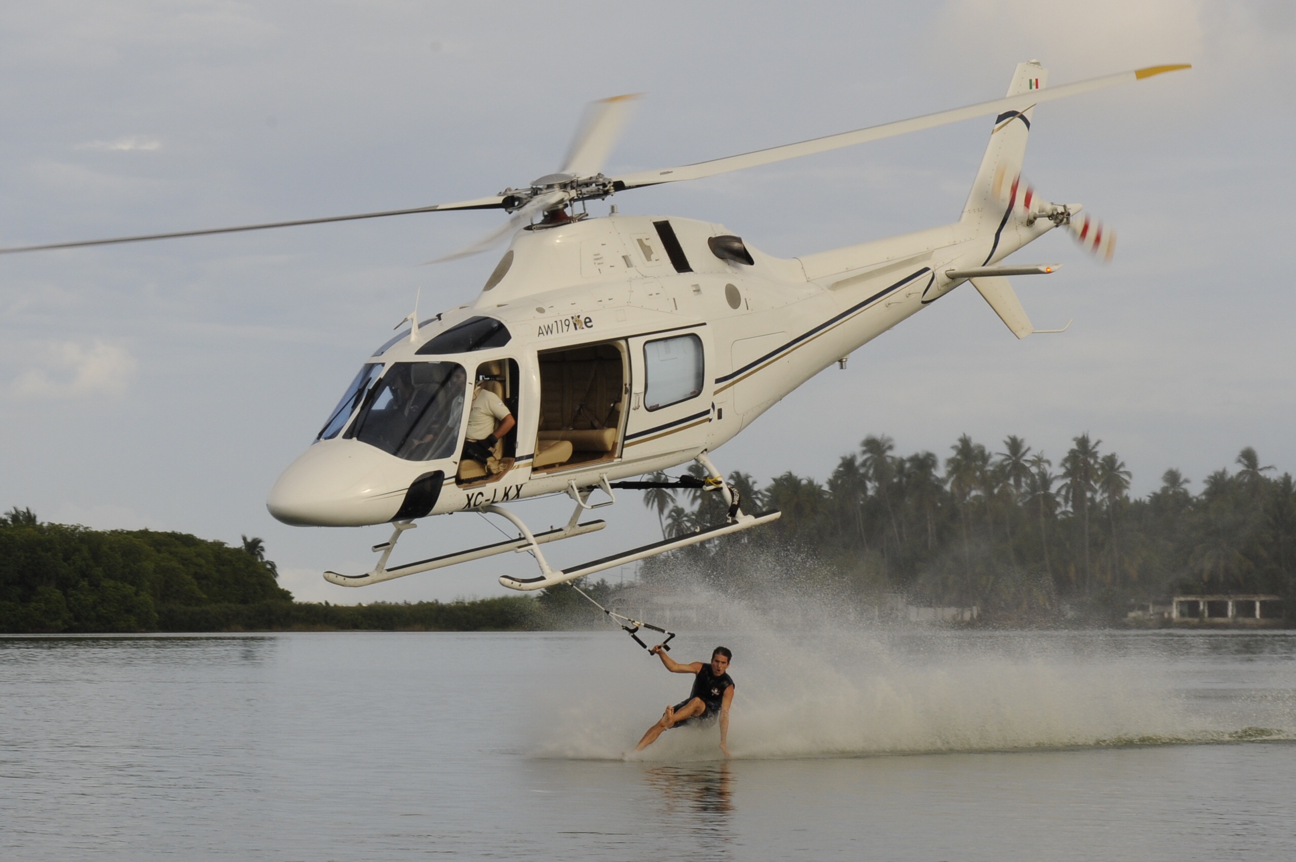 Water Skiing, Activity, Heli, Helicopter, River, HQ Photo