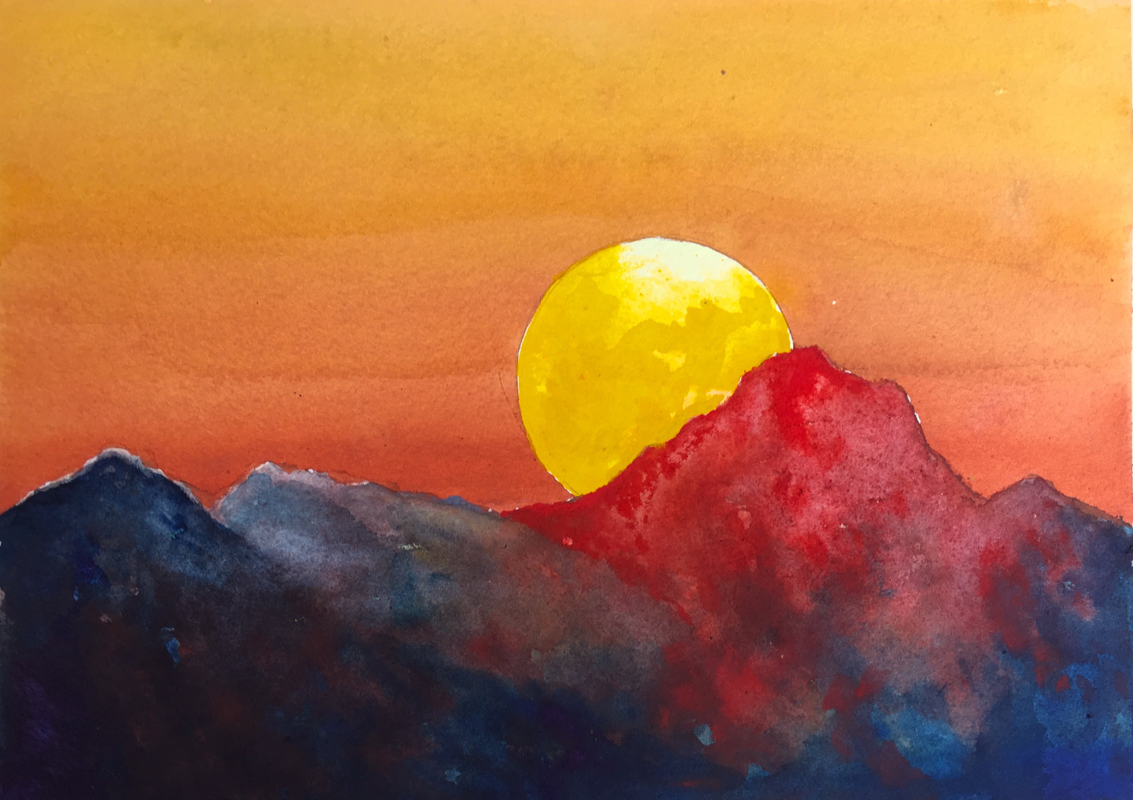 Dramatic Sunset watercolor tutorial, an easy step by step painting ...