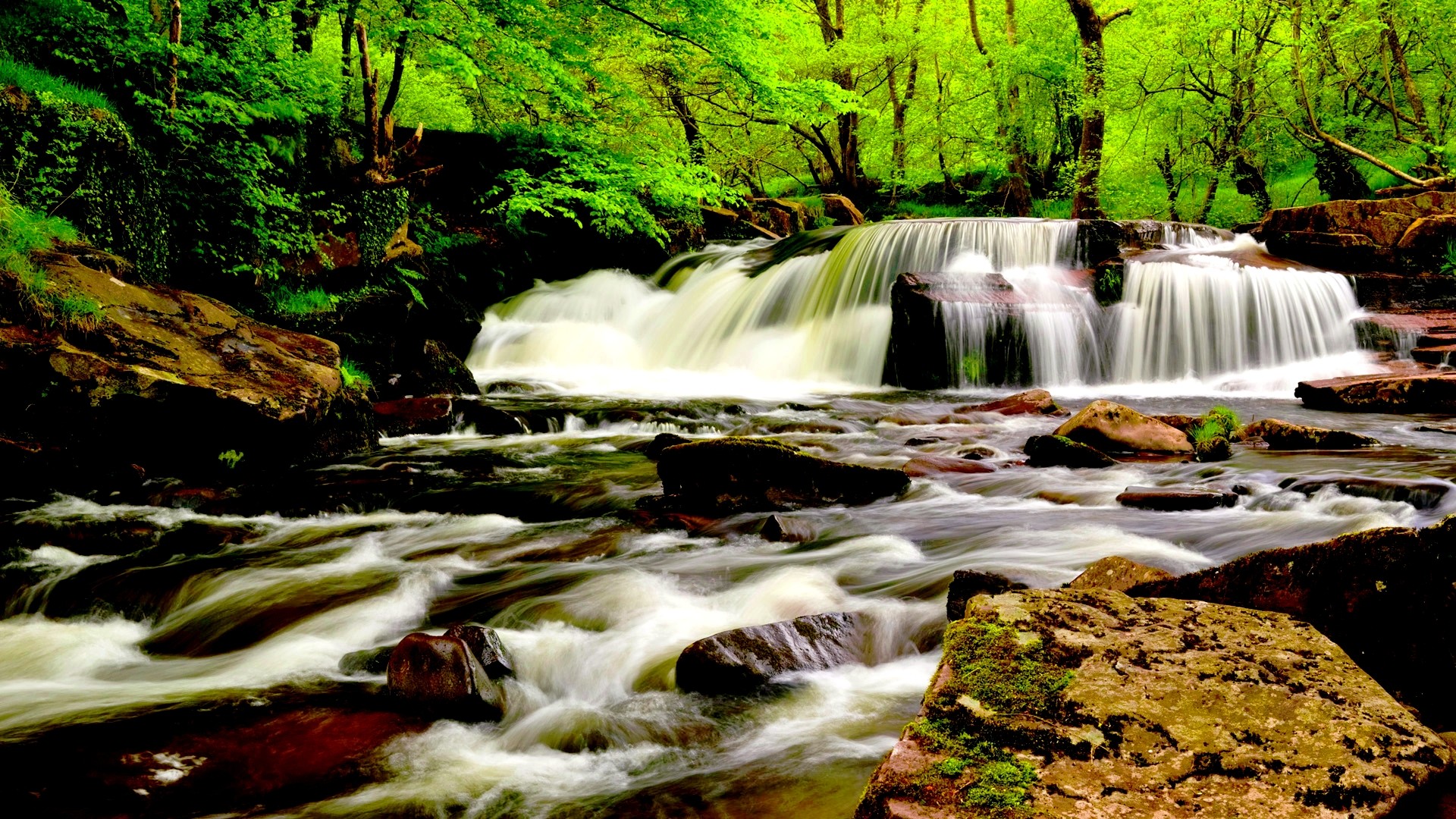 Waterfalls: SPRING FALLS Western Europe Stream Forest Flowing Water ...