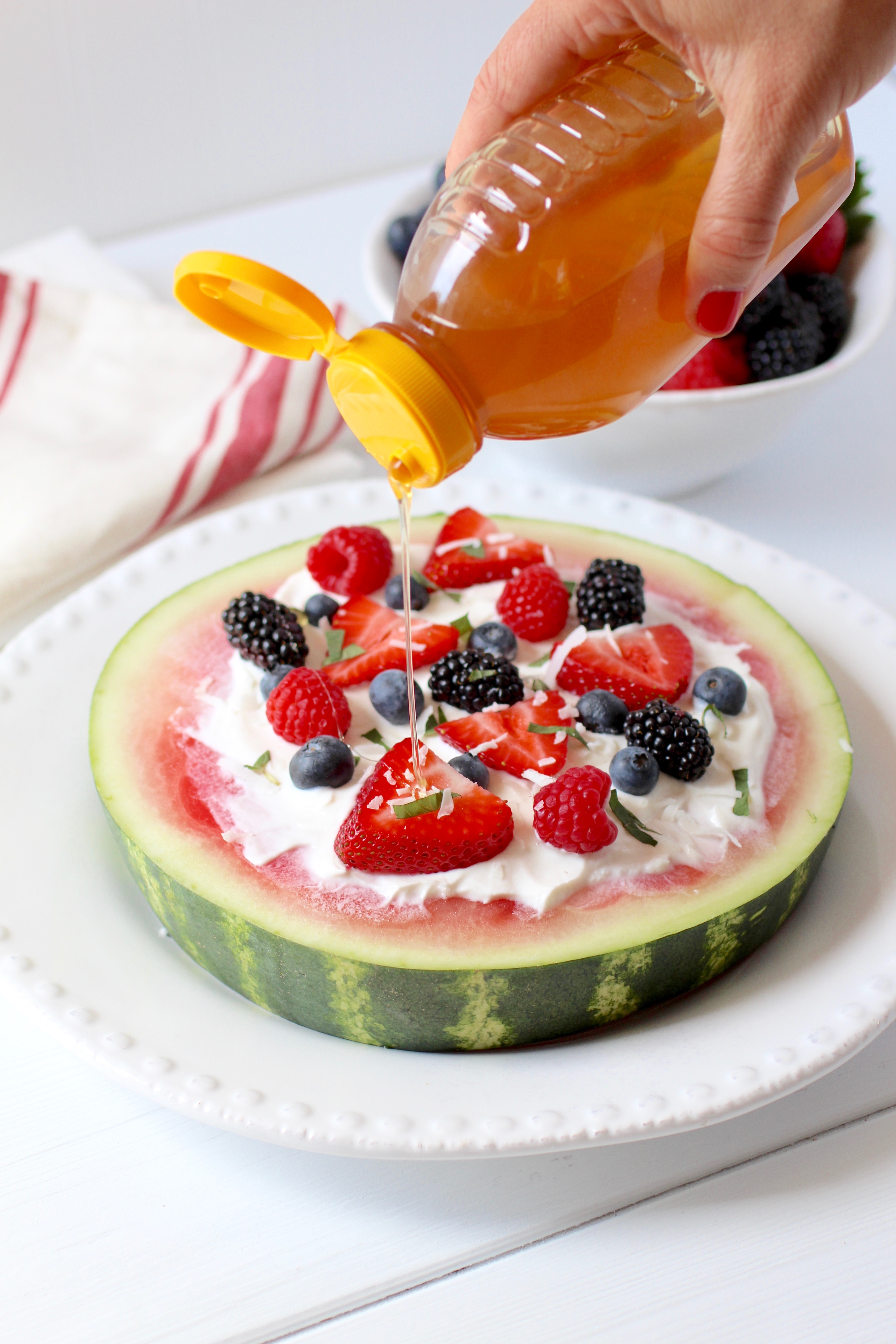 easy watermelon + berry fruit pizza | nourish move love