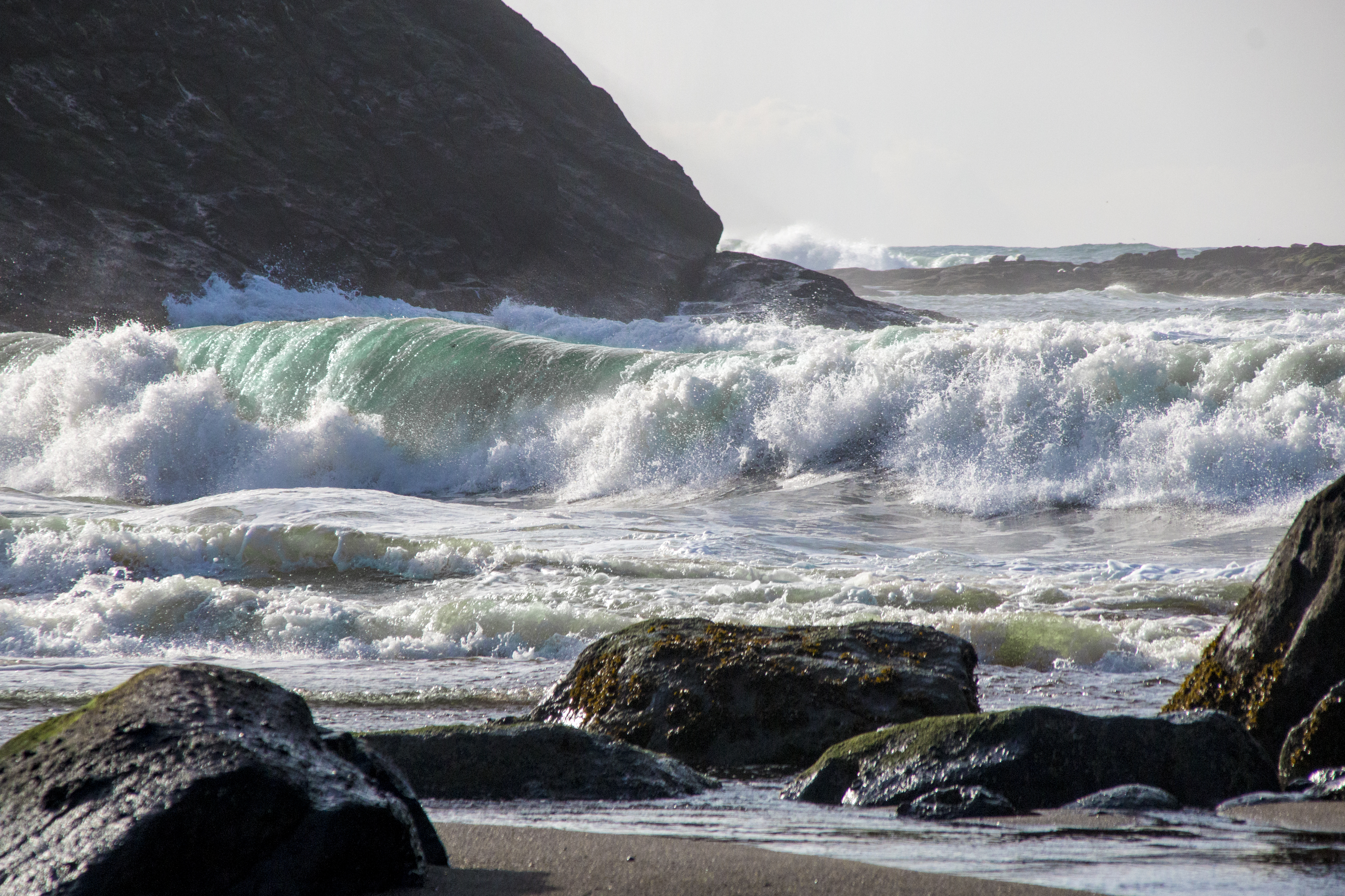 Waves at Fogarty Beach, Oregon, Bay, Beach, Coast, Landscape, HQ Photo