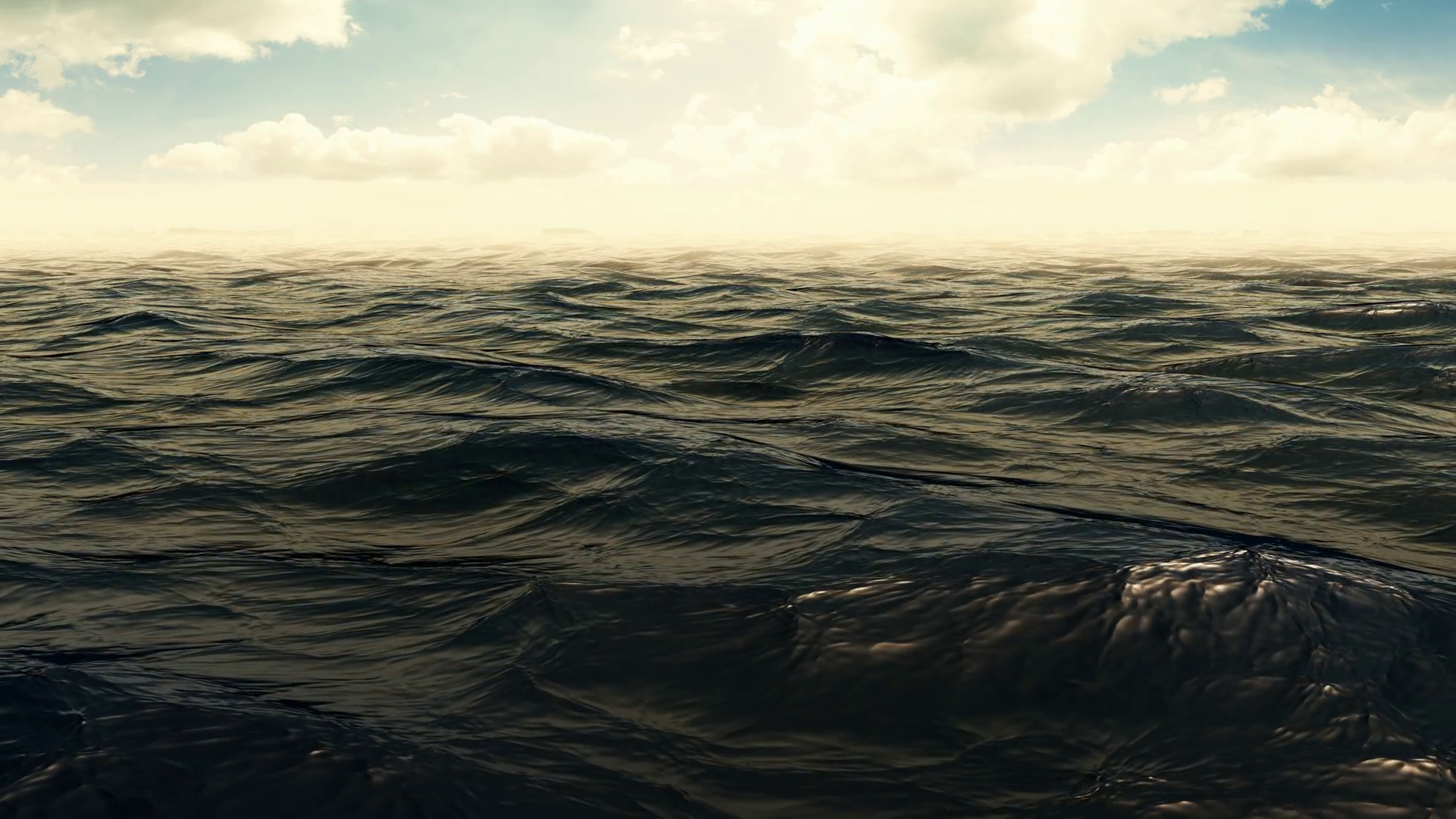 Green Foggy Wavy Ocean Scene With Clouds Motion Background - VideoBlocks