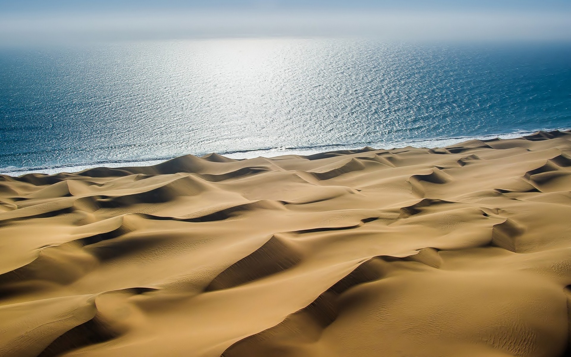 Beaches: Sand Dunes Ocean Flat Glare Wavy Beach Sea Wallpaper Dual ...