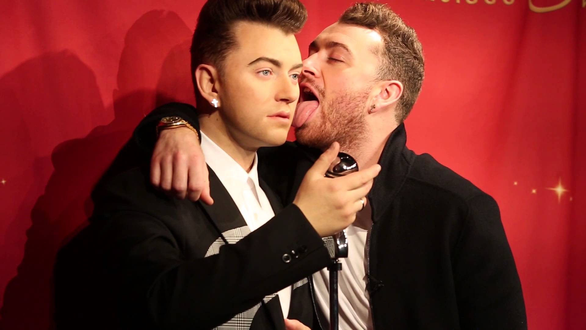Sam Smith meets his wax figure for the first time - YouTube