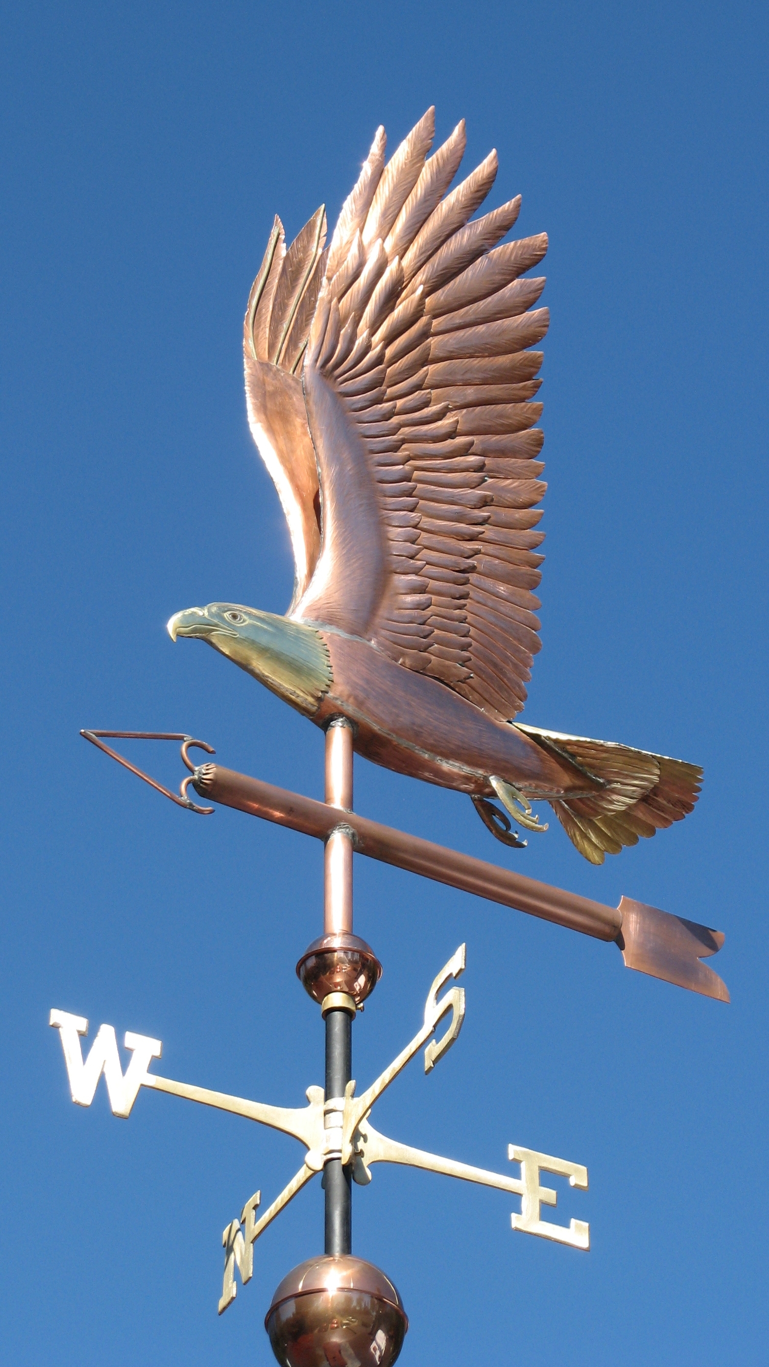 Flying Bald Eagle Weathervane - Handmade In Copper