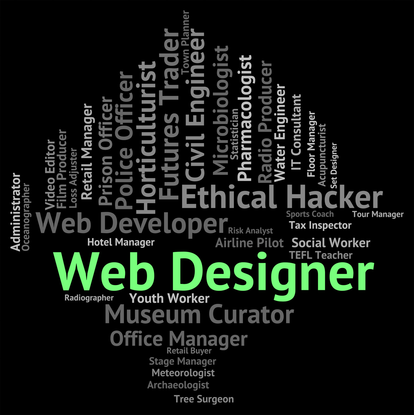 Web designer indicates recruitment www and words photo
