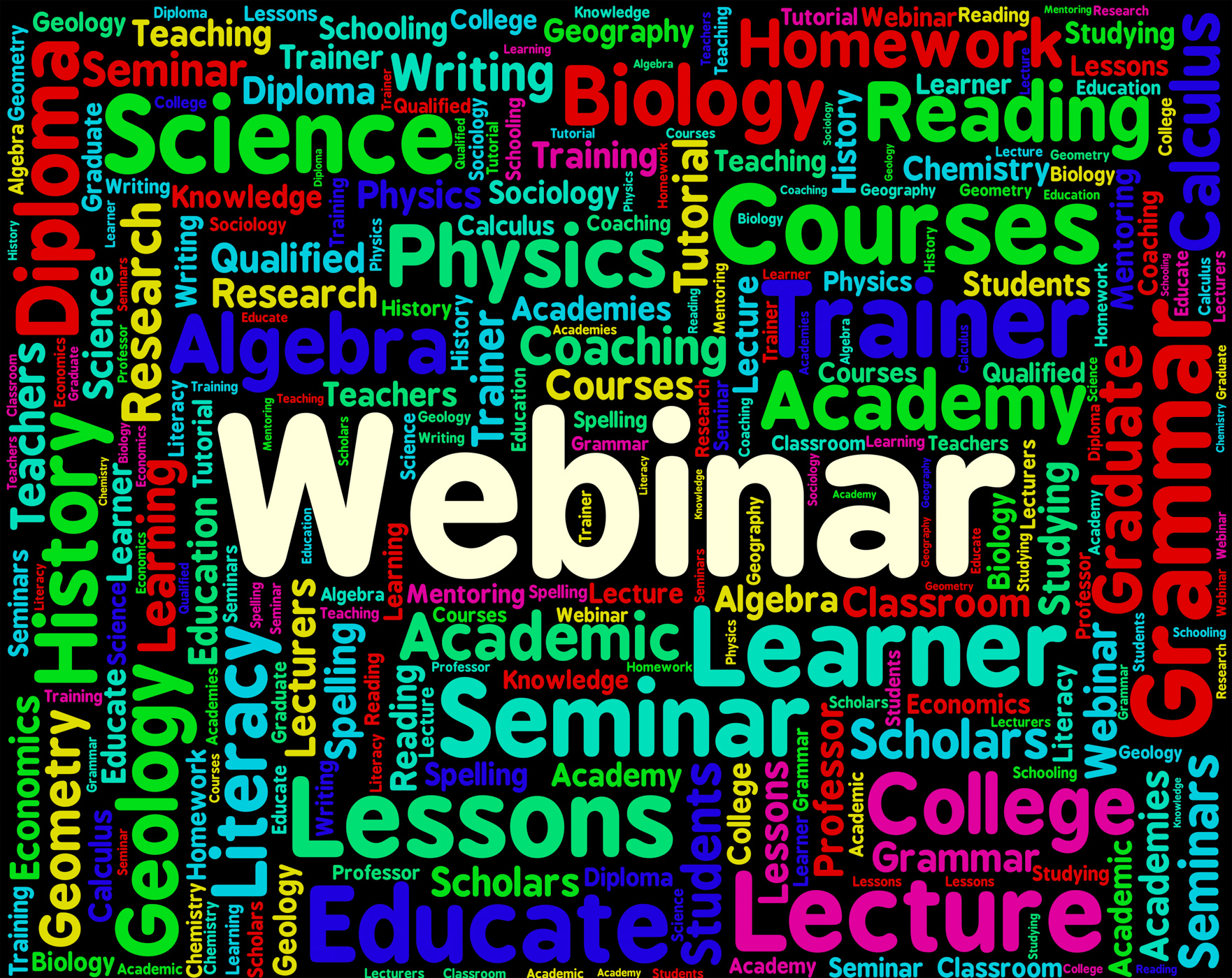 Webinar word represents training www and lesson photo