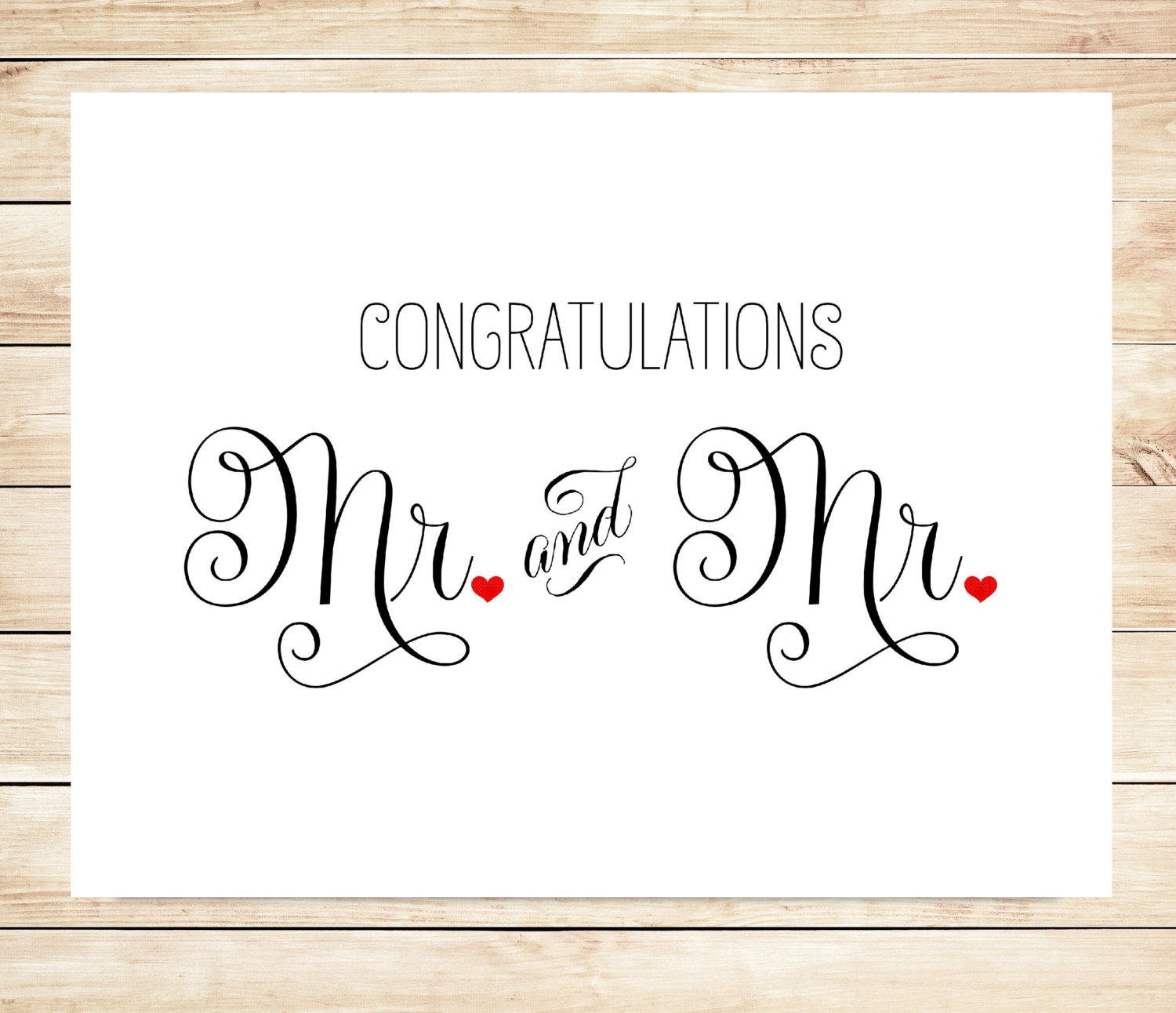 Printable Mr and Mr Wedding Card Gay Marriage Wedding Card. 