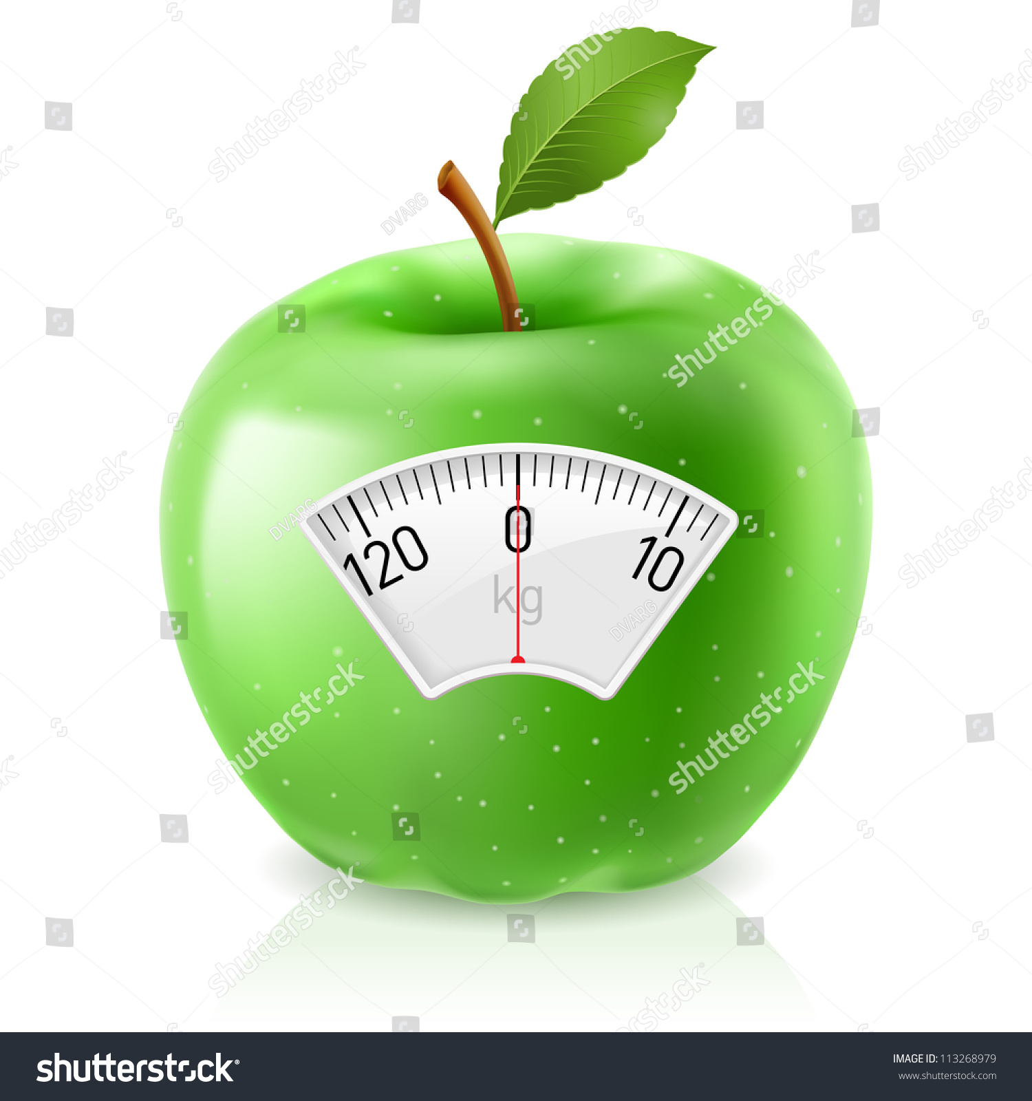 Raster Version Green Apple Scale Weighing Stock Illustration ...