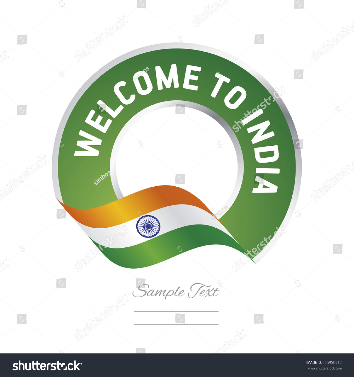 Welcome India Flag Green Label Logo Stock Vector 665950912 ...