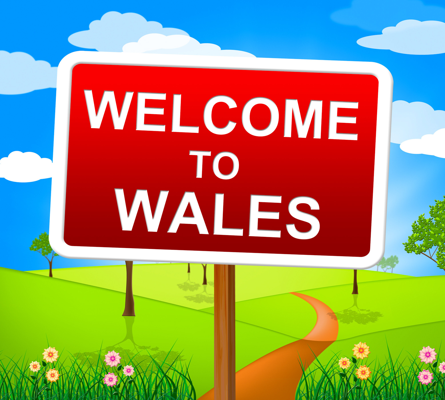 Welcome to wales means invitation countryside and nature photo
