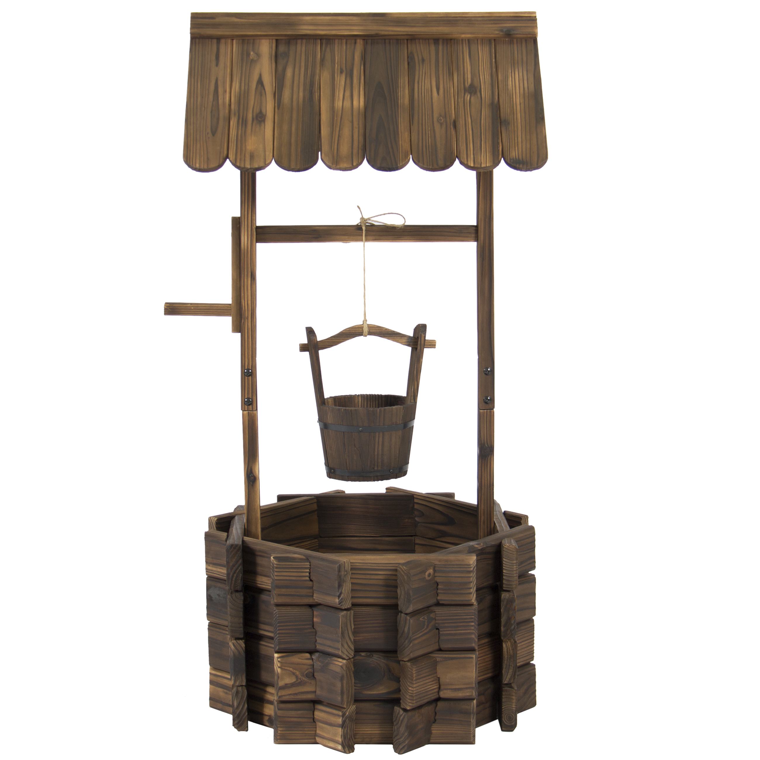 Best Choice Products Wooden Wishing Well Bucket Flower Planter Patio ...