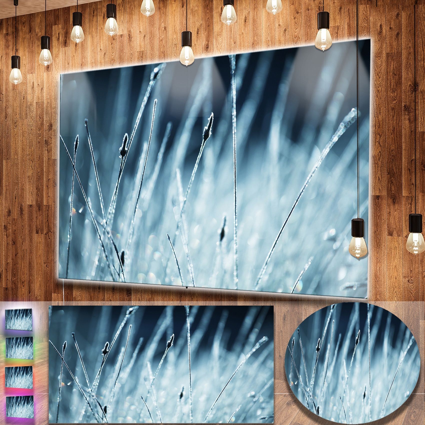Designart 'Wet Grass Black and White' Large Flower Metal Wall Art by ...