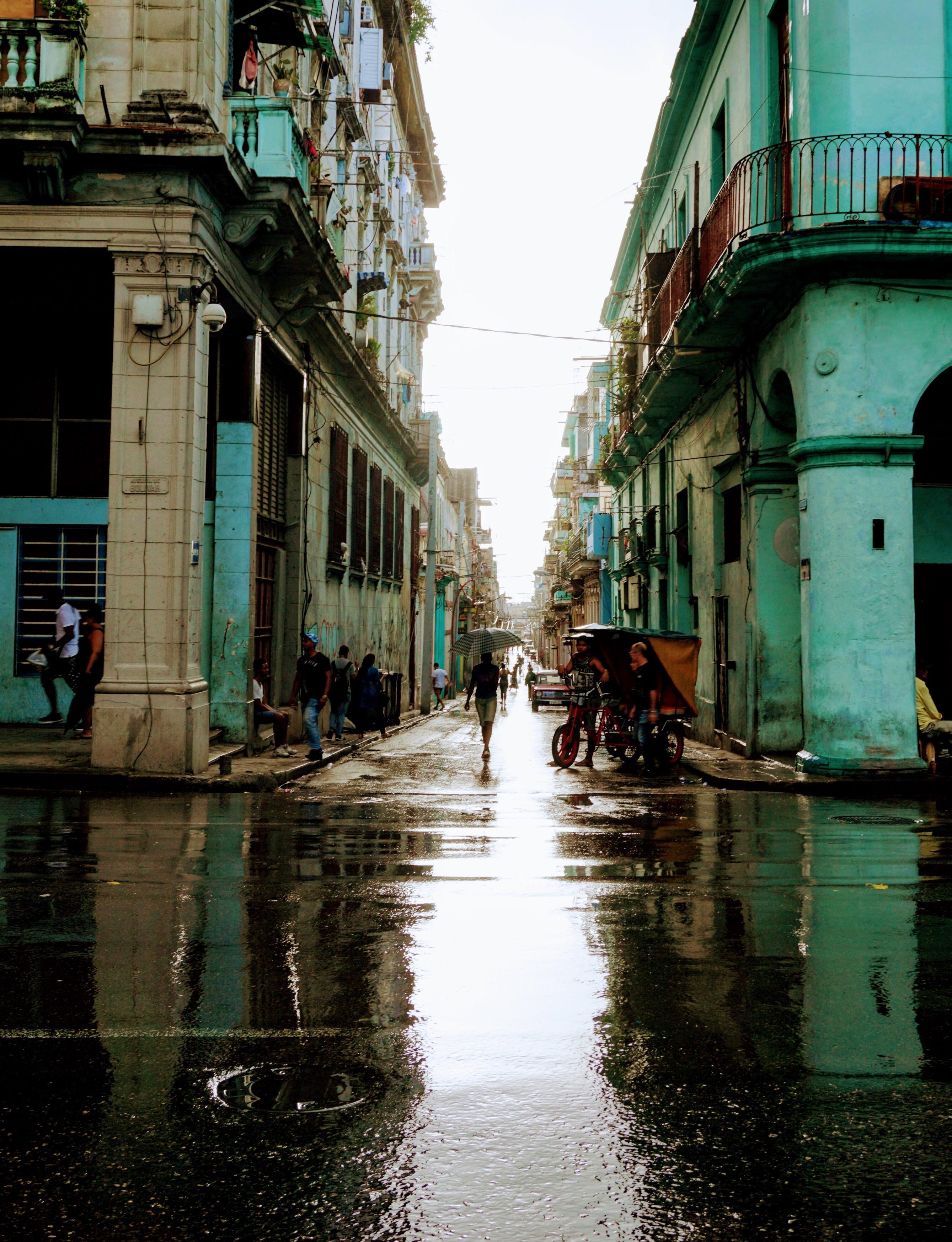 Wet street in Havana : raining