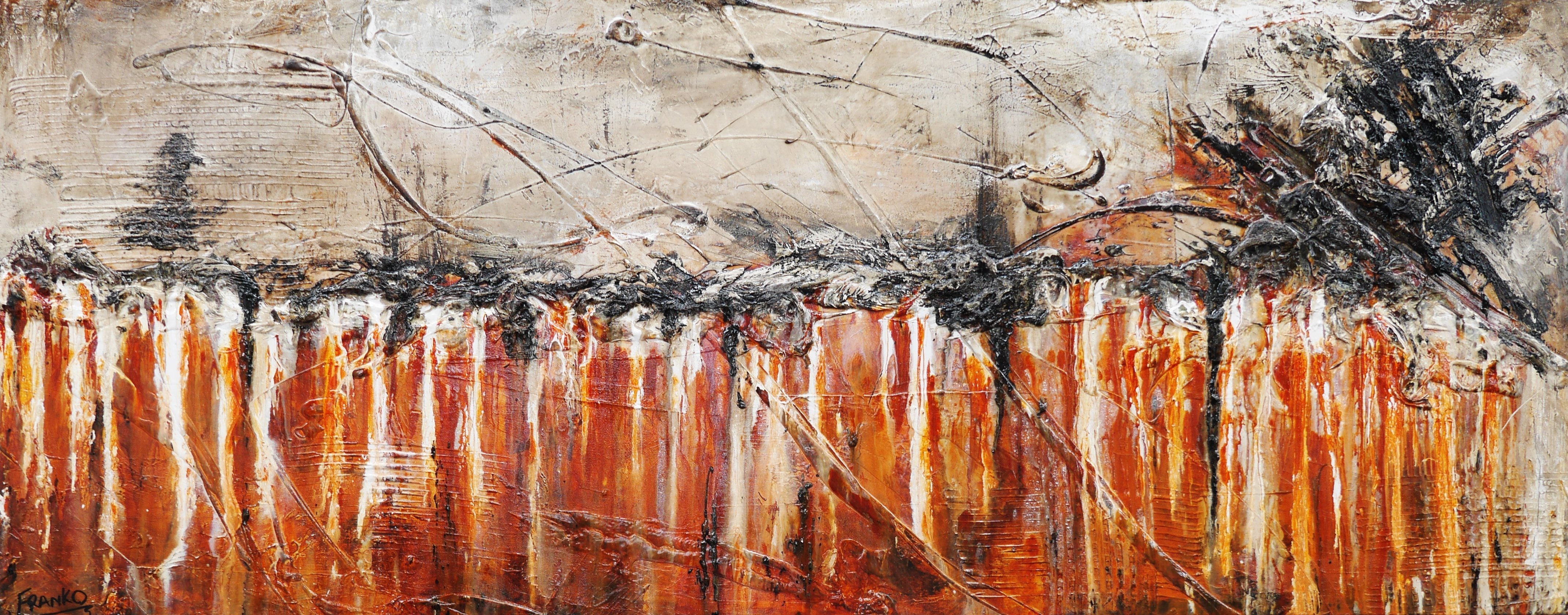 Rusted Times 200cm x 80cm Brown White Abstract Painting