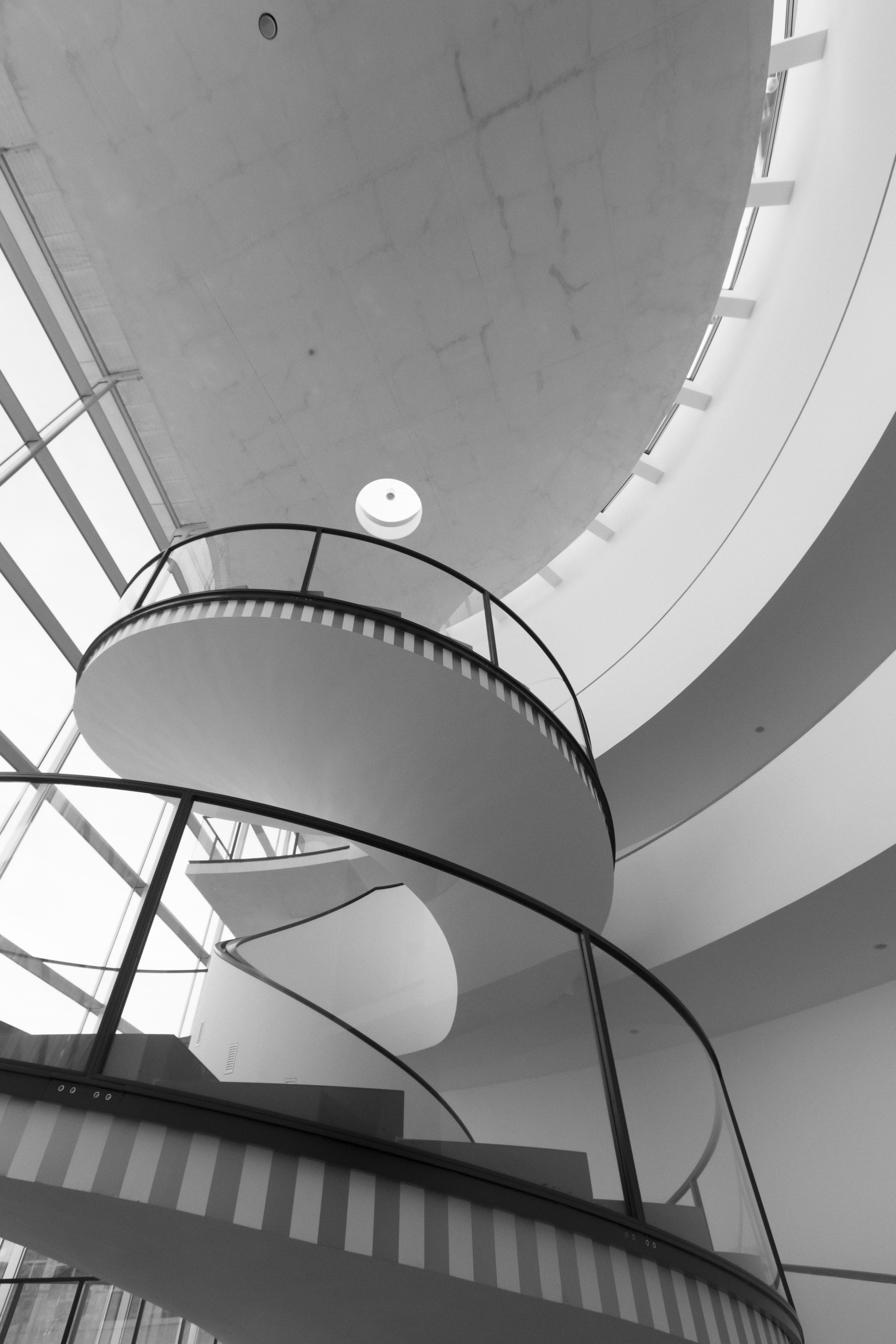 White and black spiral stairs photo