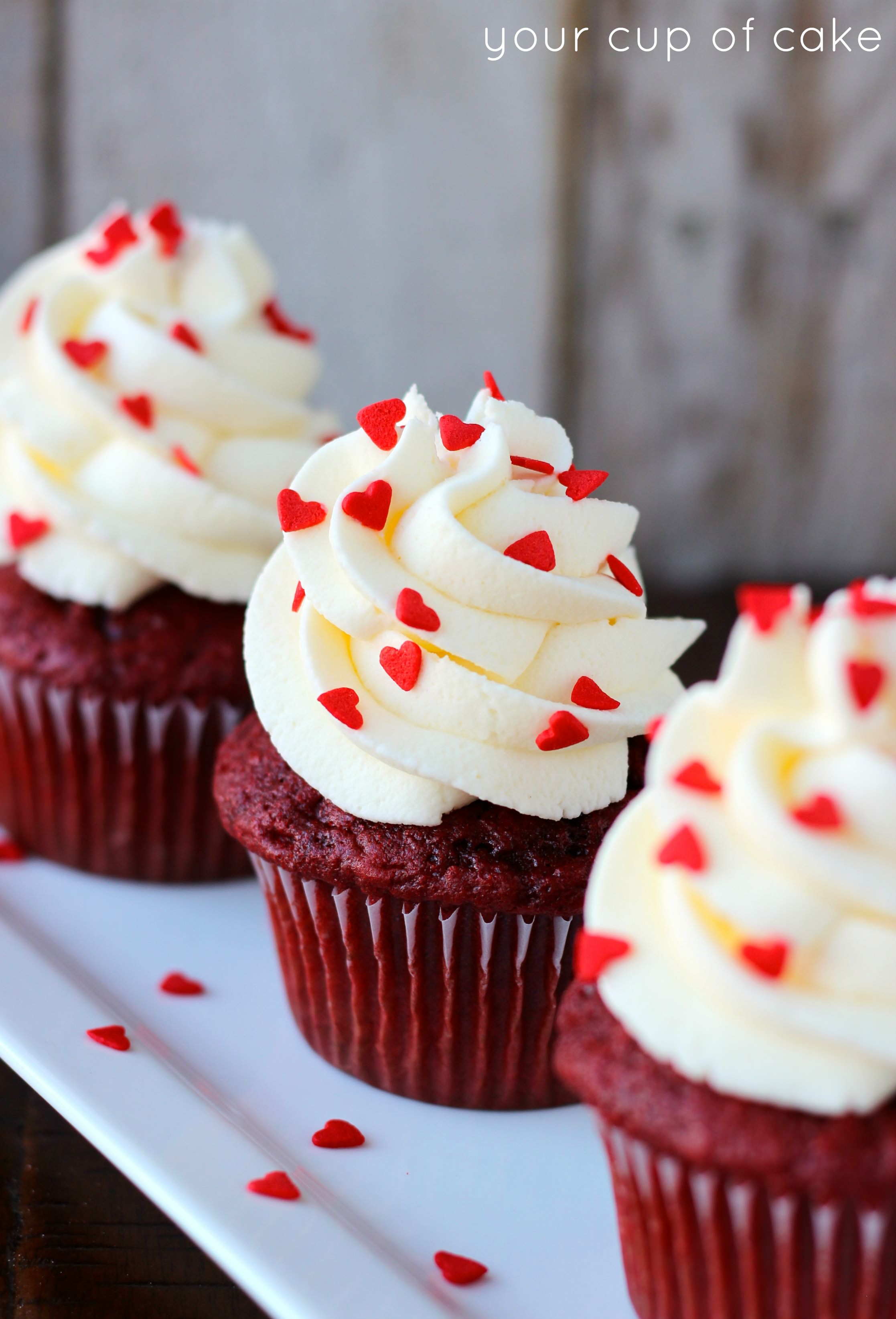 Red Velvet Cupcakes with White Chocolate Mousse - Your Cup of Cake