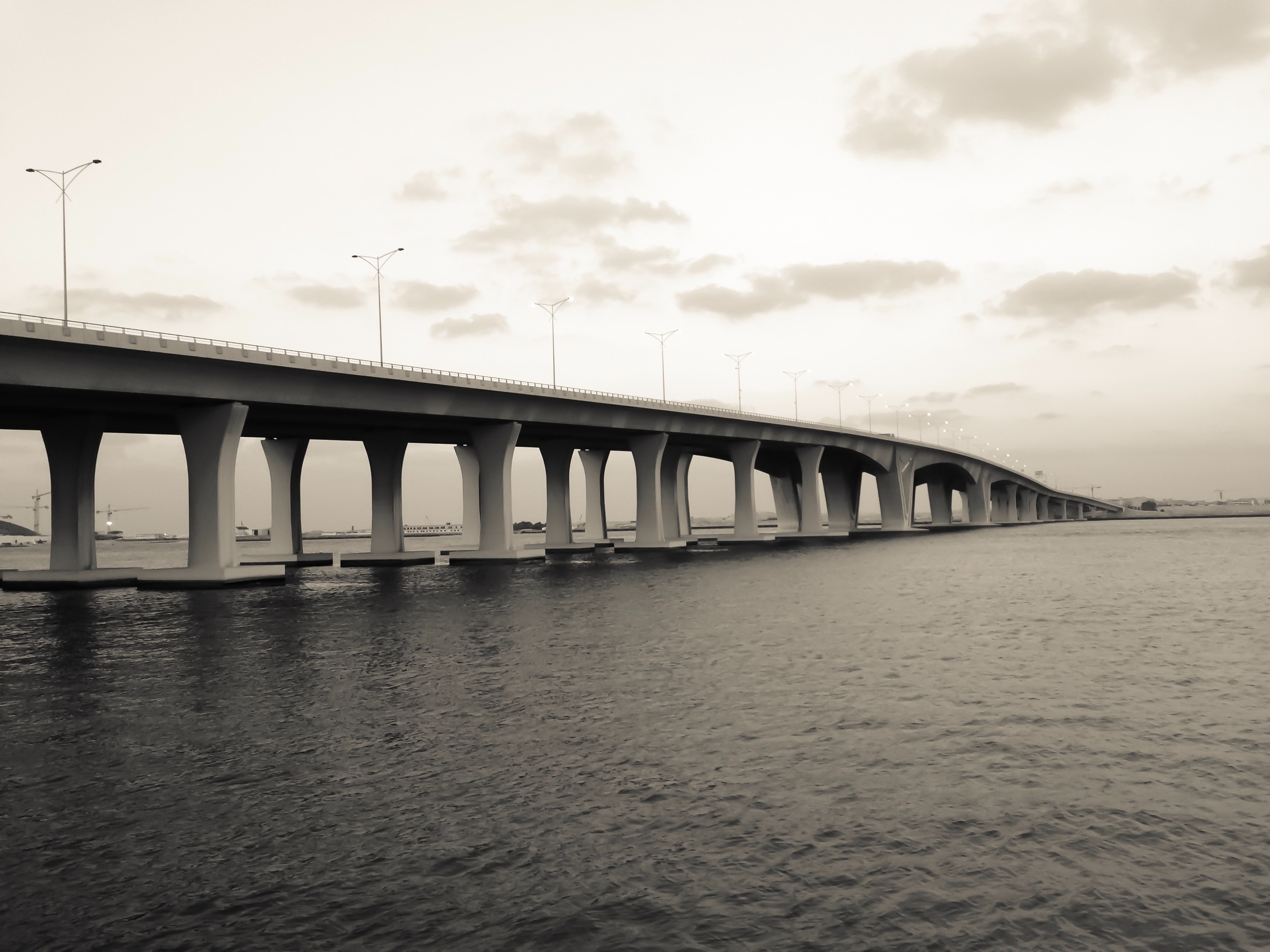 White and gray bridge on body of water photo