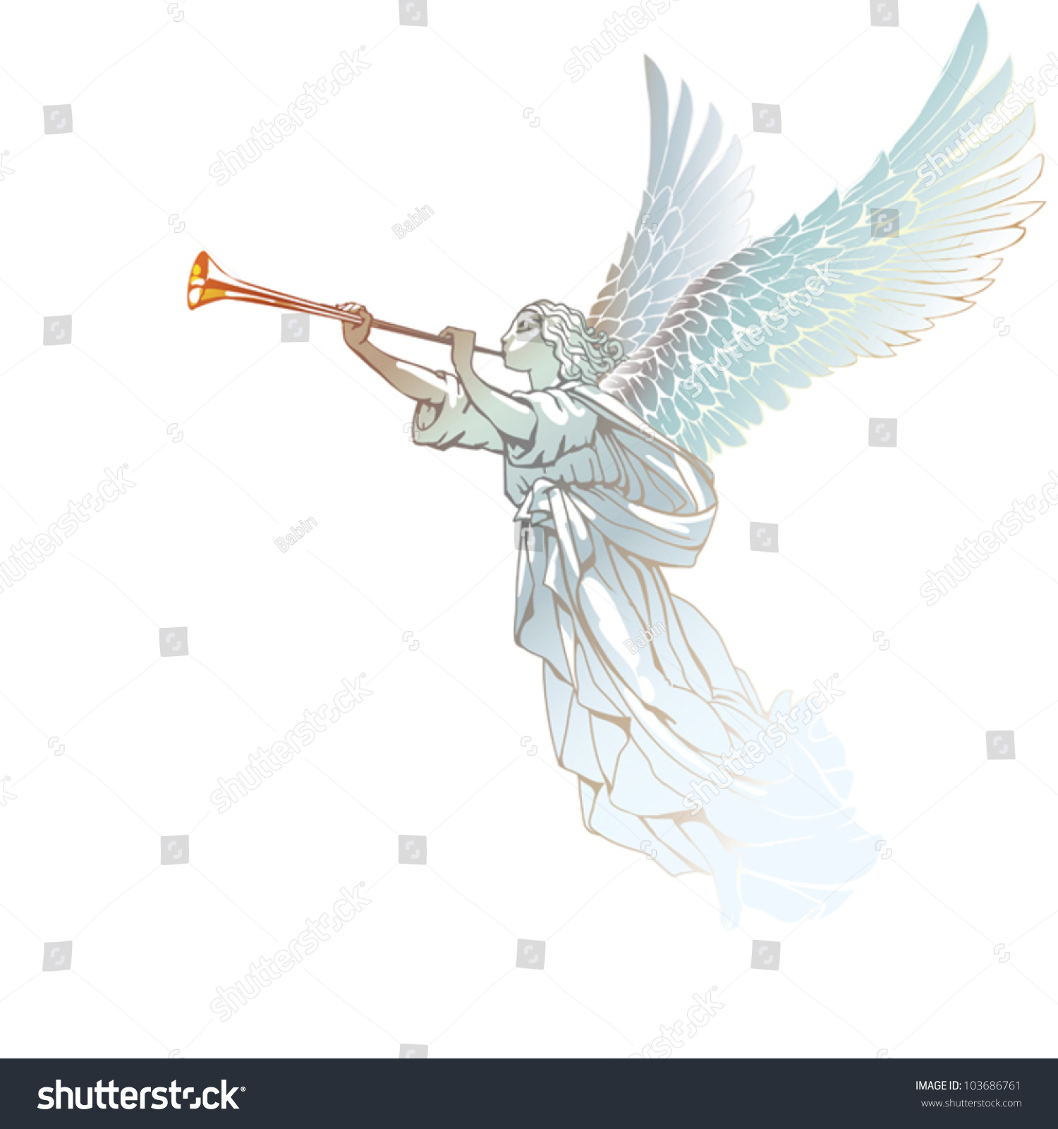 EPS 8 White Angel Trumpet On Stock Vector (2018) 103686761 ...