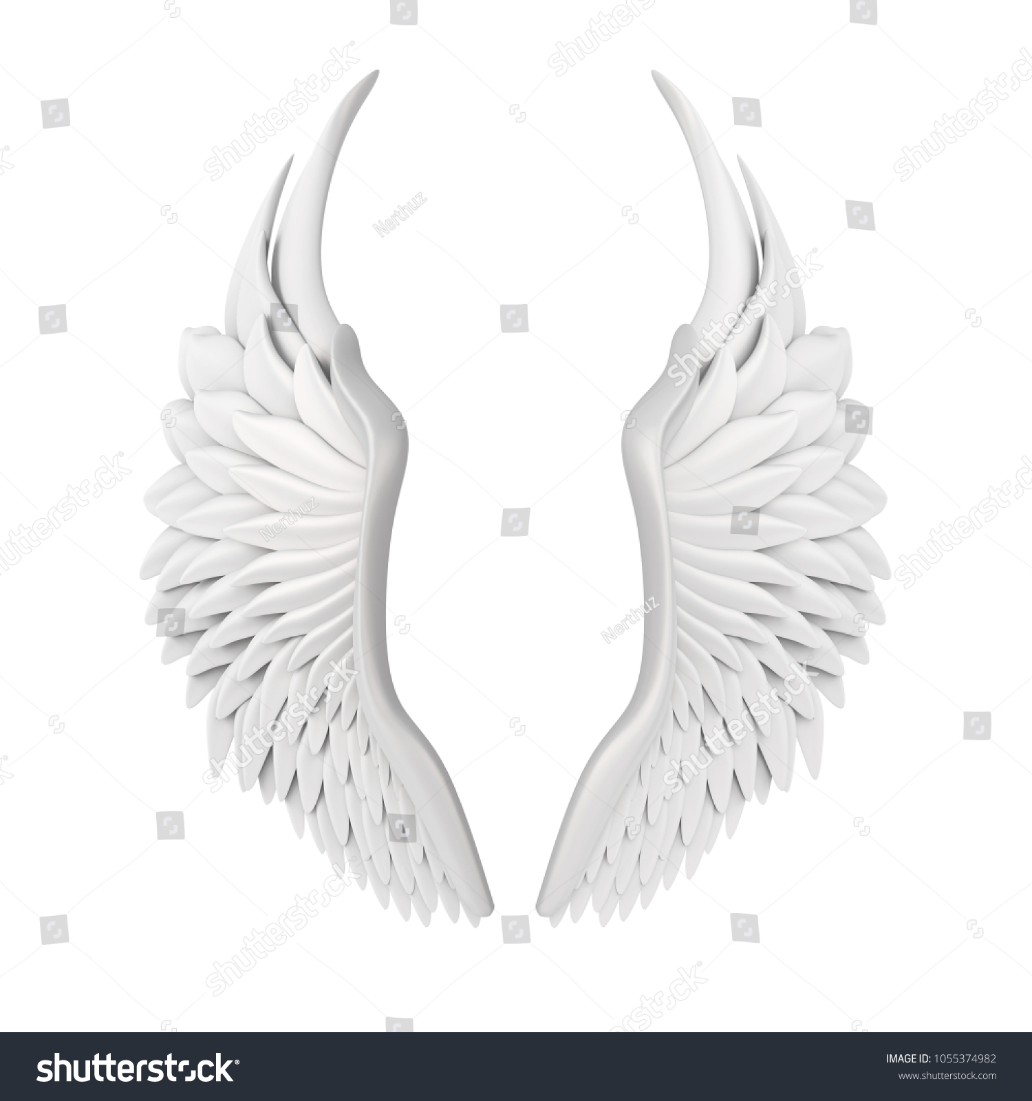 White Angel Wings Isolated 3d Rendering Stock Illustration ...