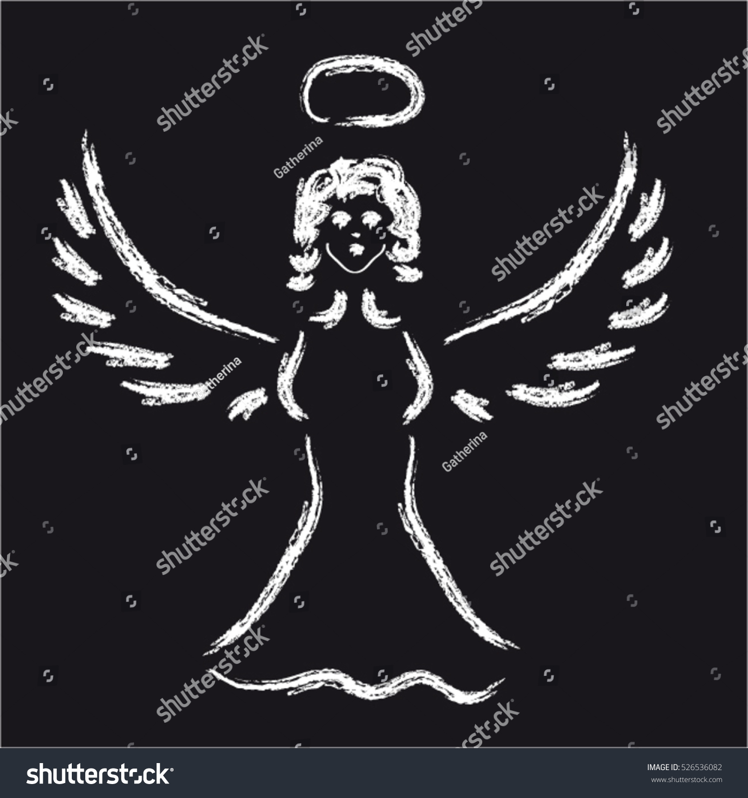 White Angel Silhouette On Black Background Stock Vector 526536082 ...