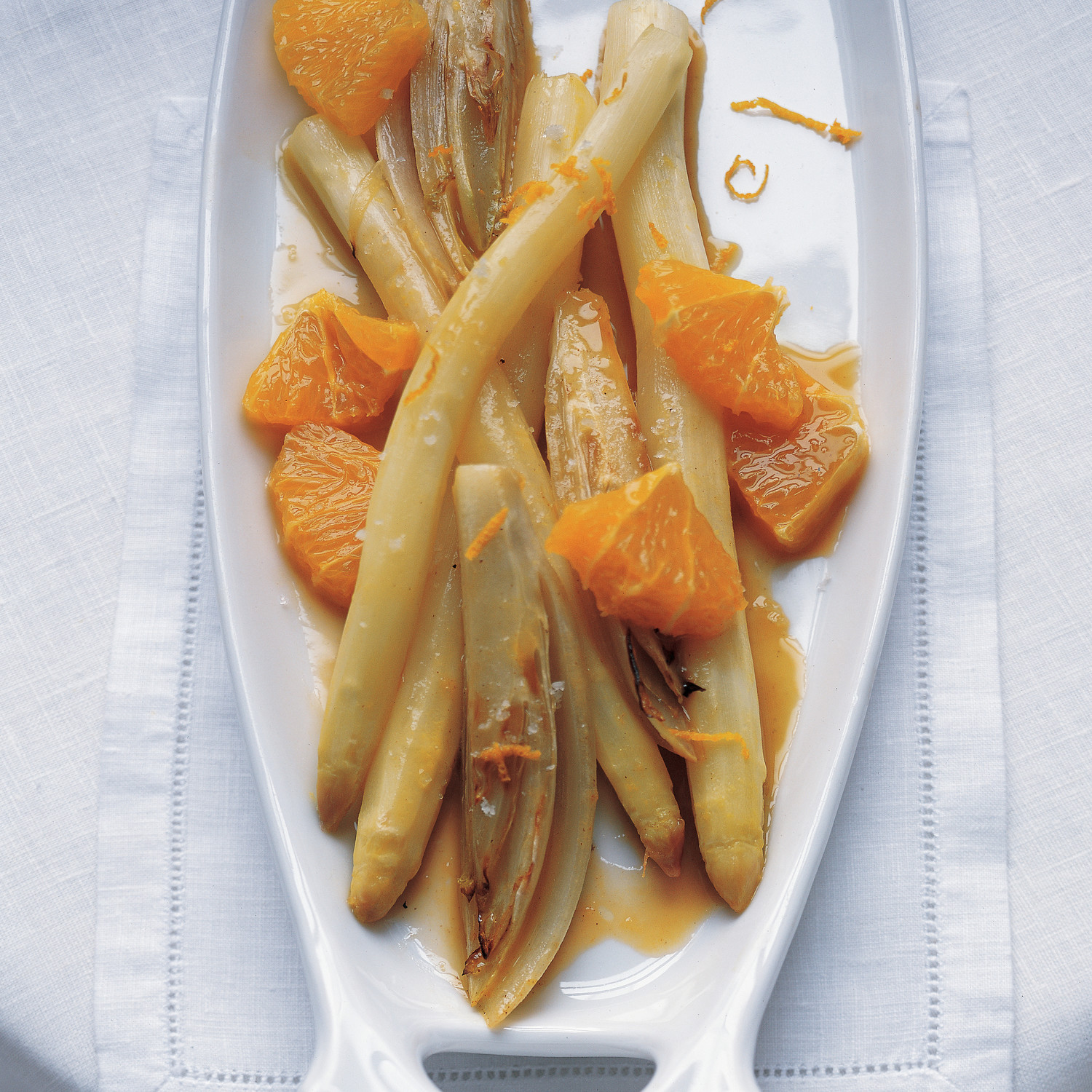 SautÃ©ed White Asparagus and Endive in Orange Sauce
