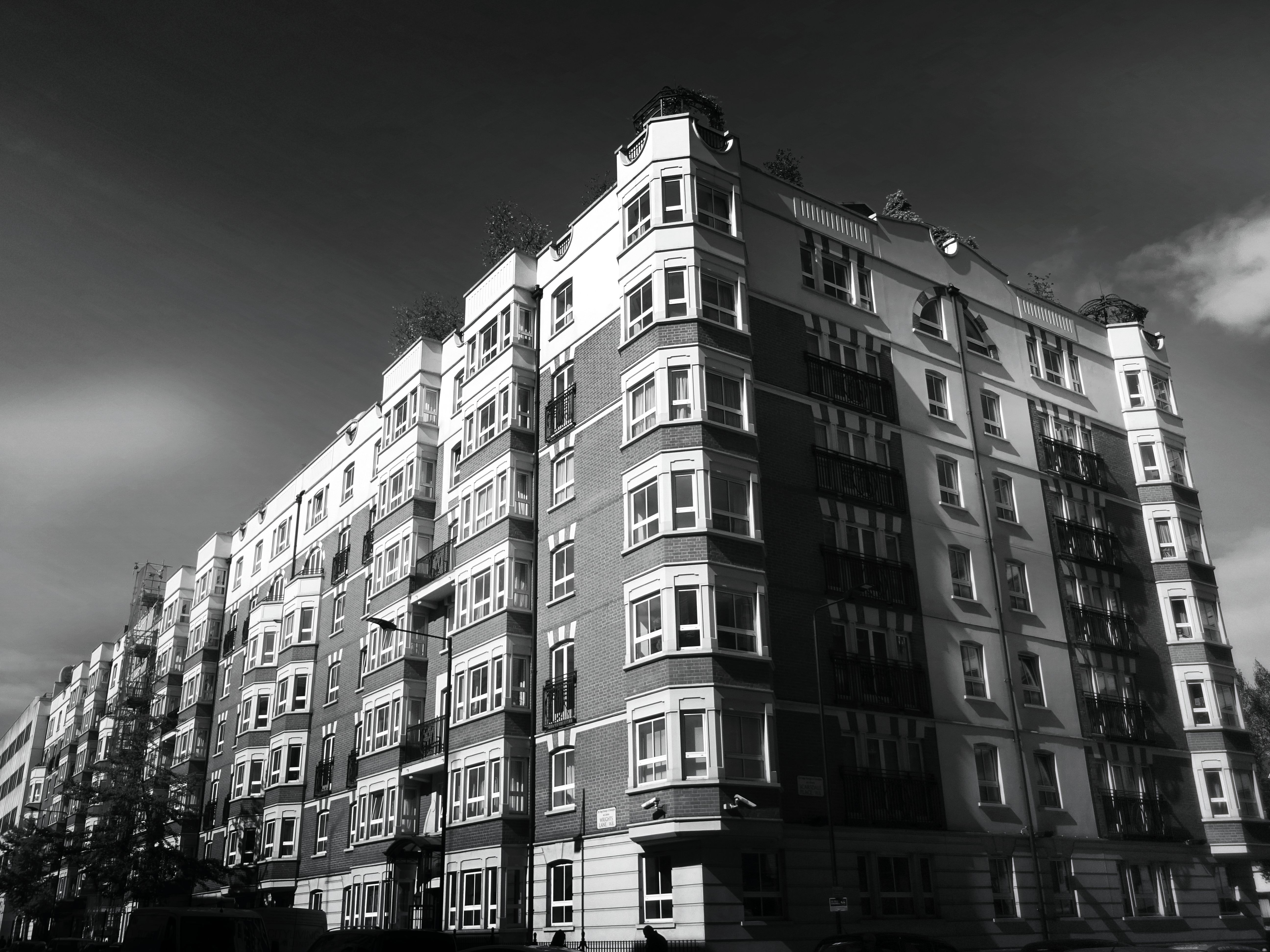 Free stock photo of apartment, black-and-white, building
