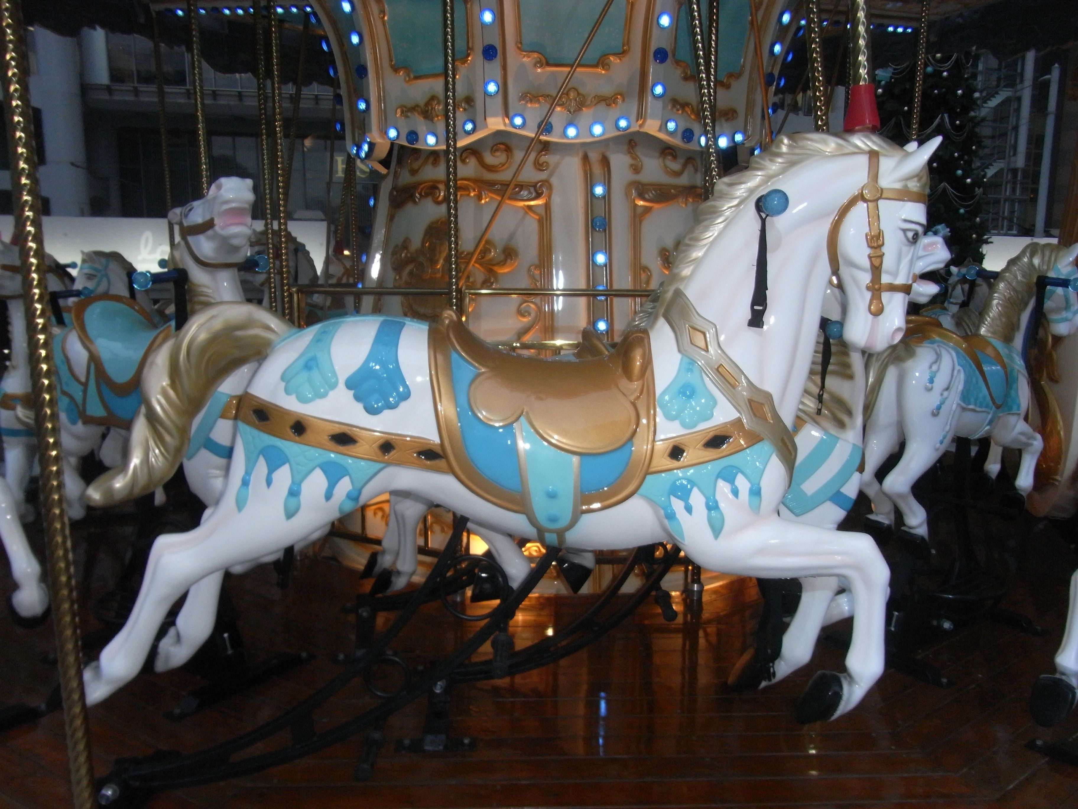White carousel horse photo