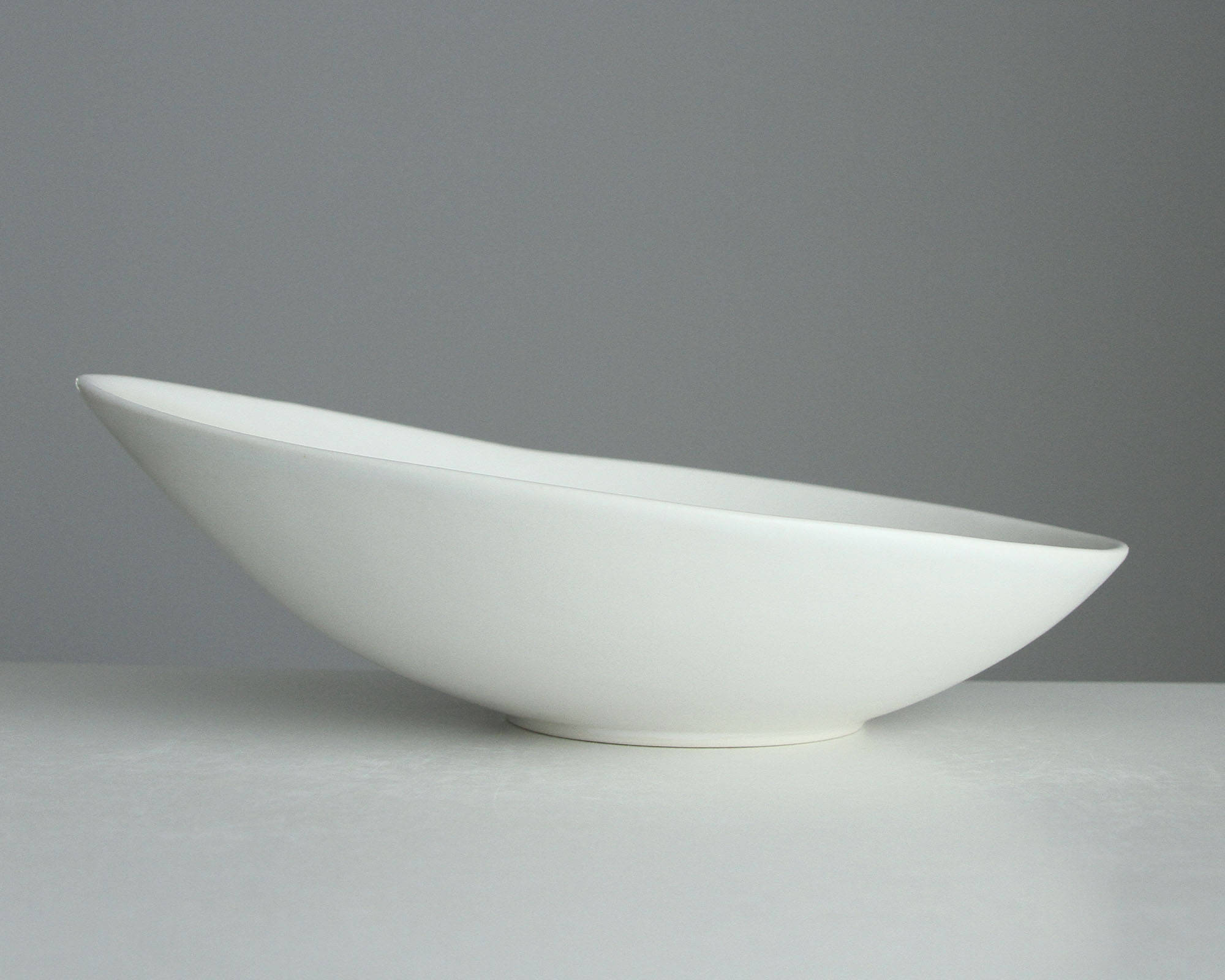 Oval Porcelain Bowl White Blush Pink Tilt Ceramic Bowl