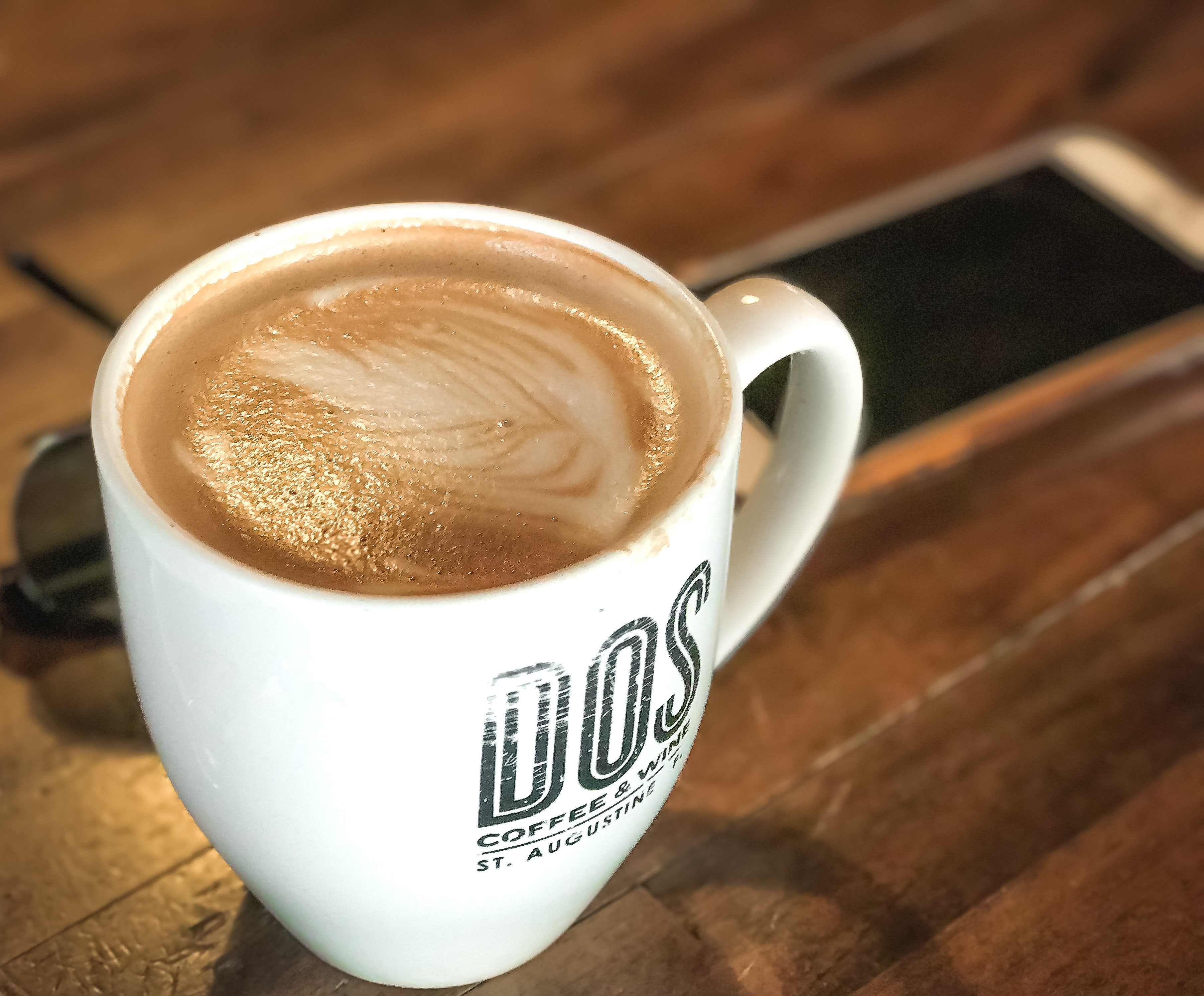 White Ceramic Coffee Mug With Brown Liquid, Blur, Foam, Wood, Table, HQ Photo