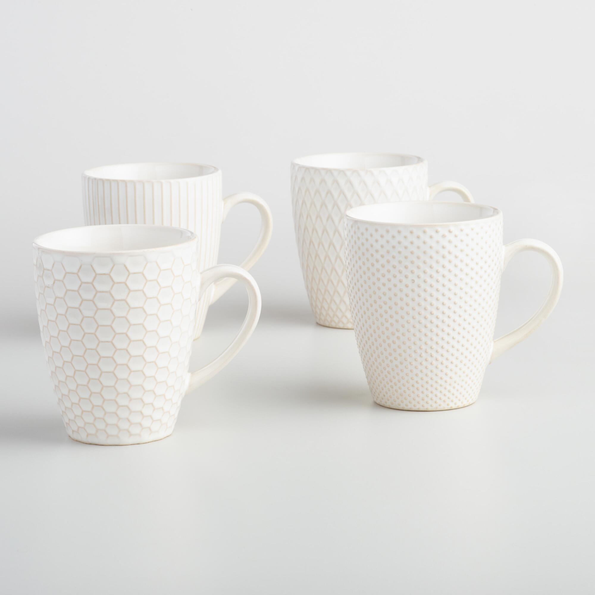 White Textured Stoneware Mugs Set of 4 | World Market