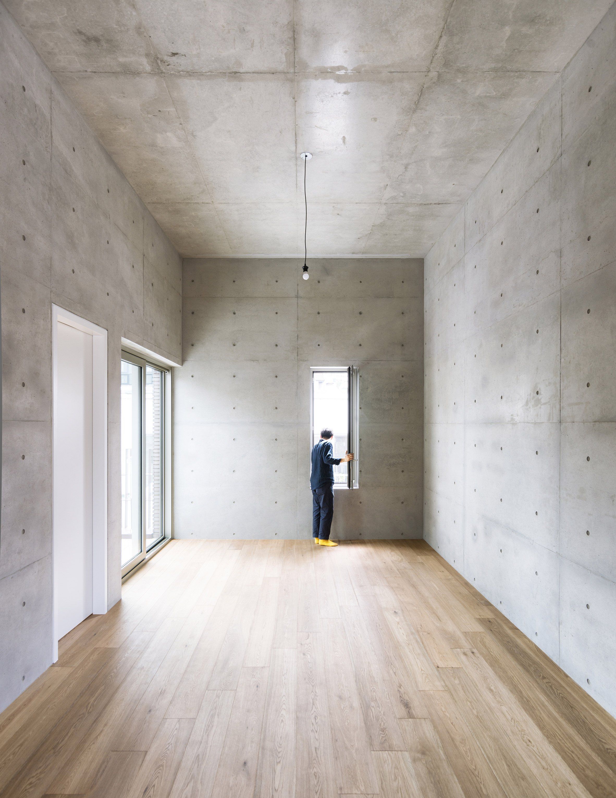 The inside of this building is finished minimally with reinforced ...