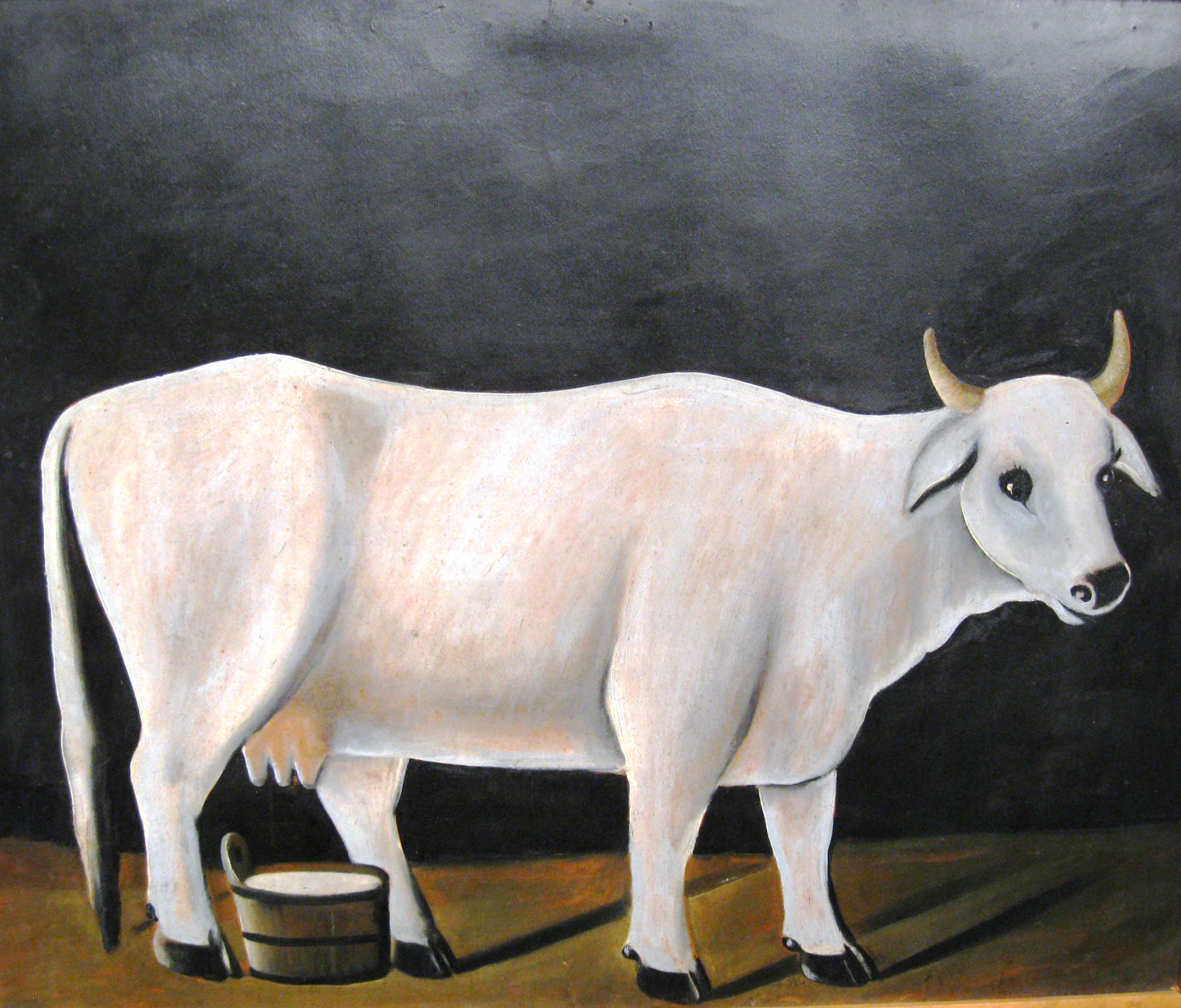 File:Niko Pirosmani. White Cow on a Black Background. Oil on ...