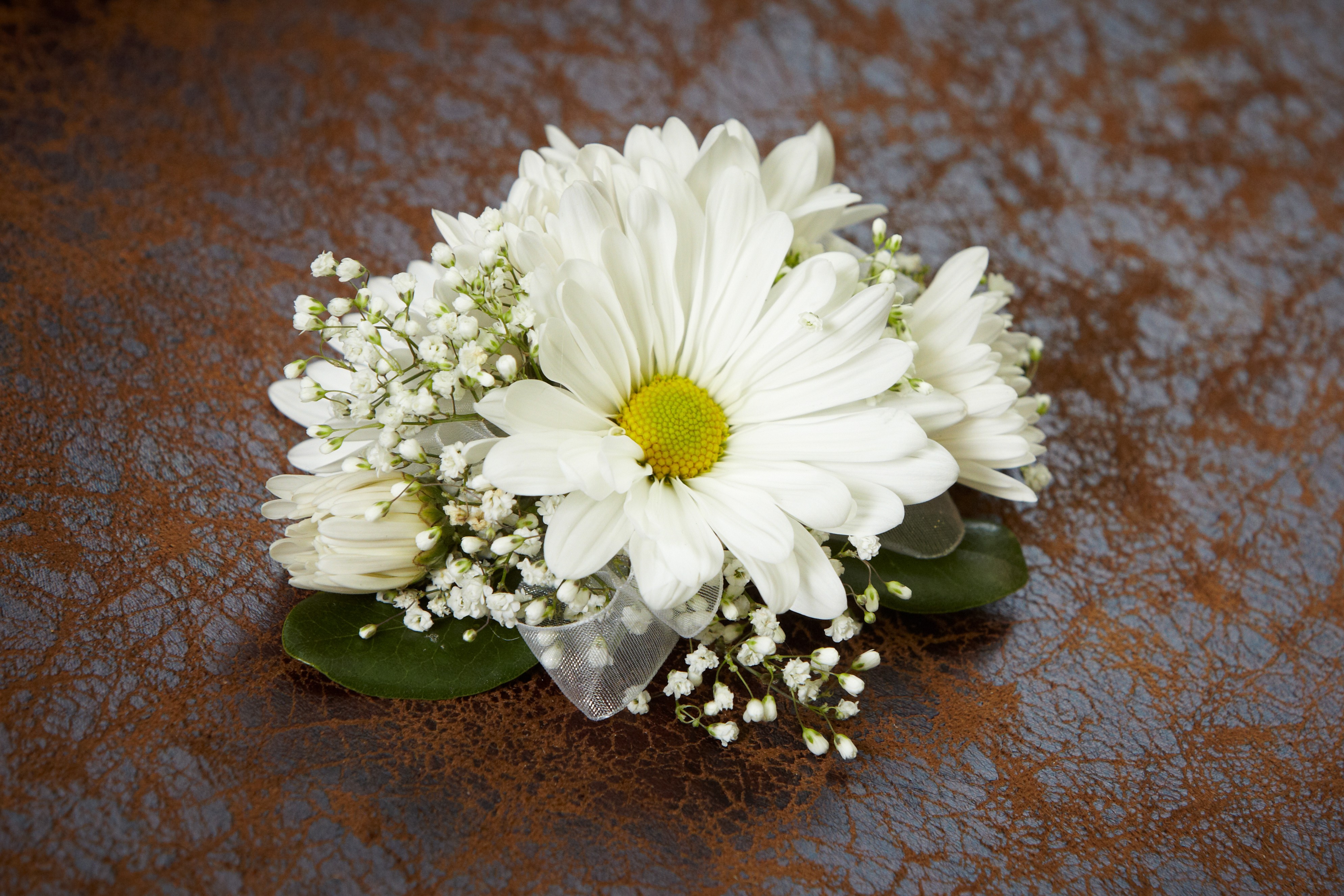 White Daisy Wrist Corsage ALSO AVAILABLE IN YELLOW AND LAVENDER in ...