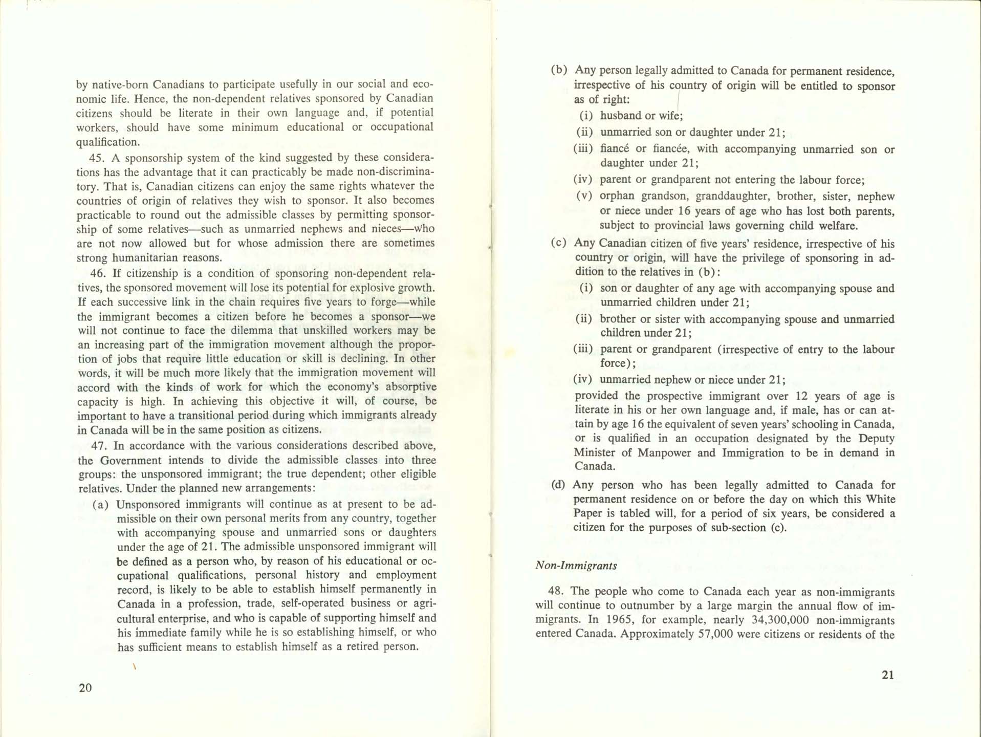 White Paper on Immigration, 1966 | Pier 21