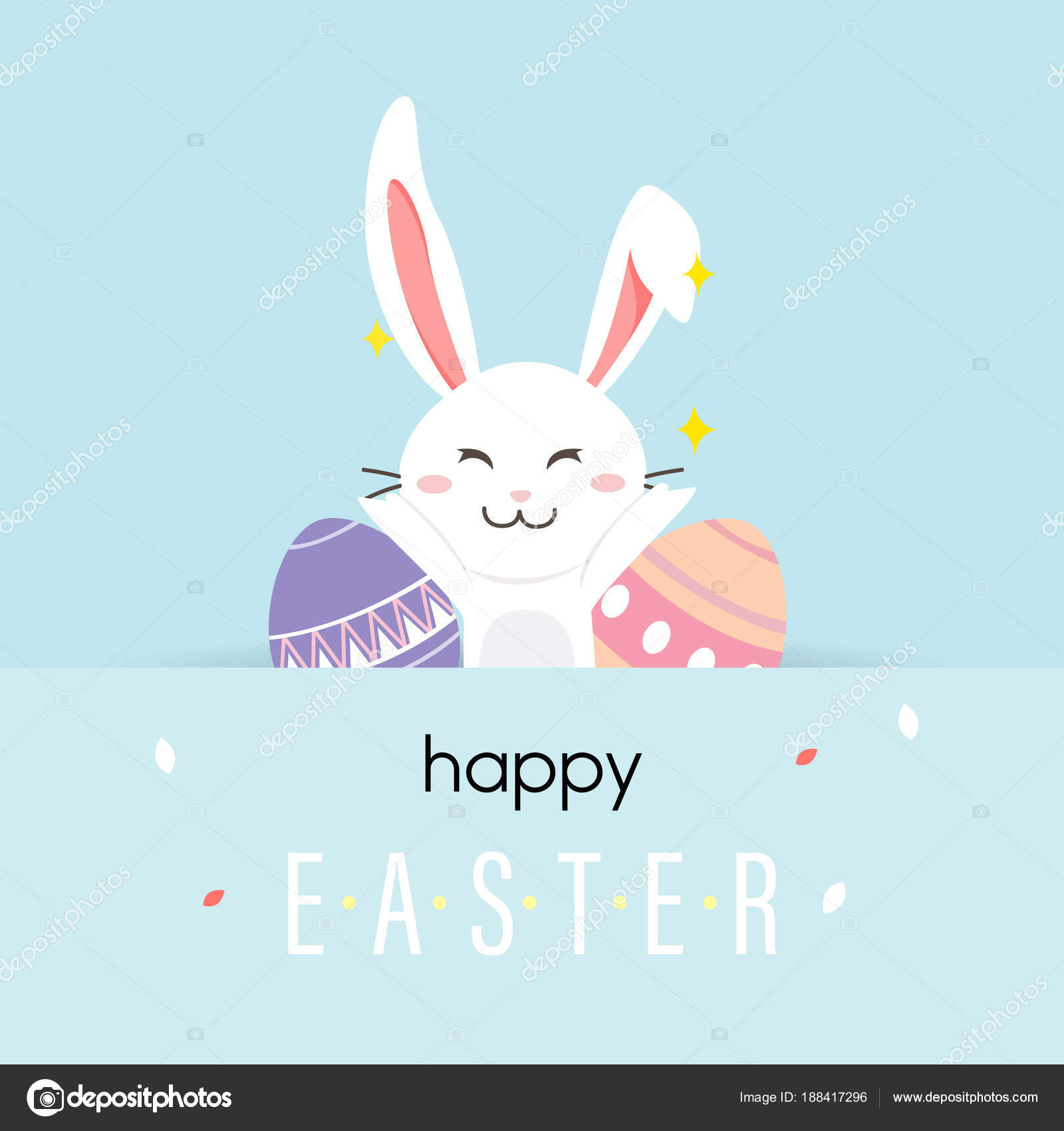 Happy easter day with white Easter rabbit. — Stock Vector ...