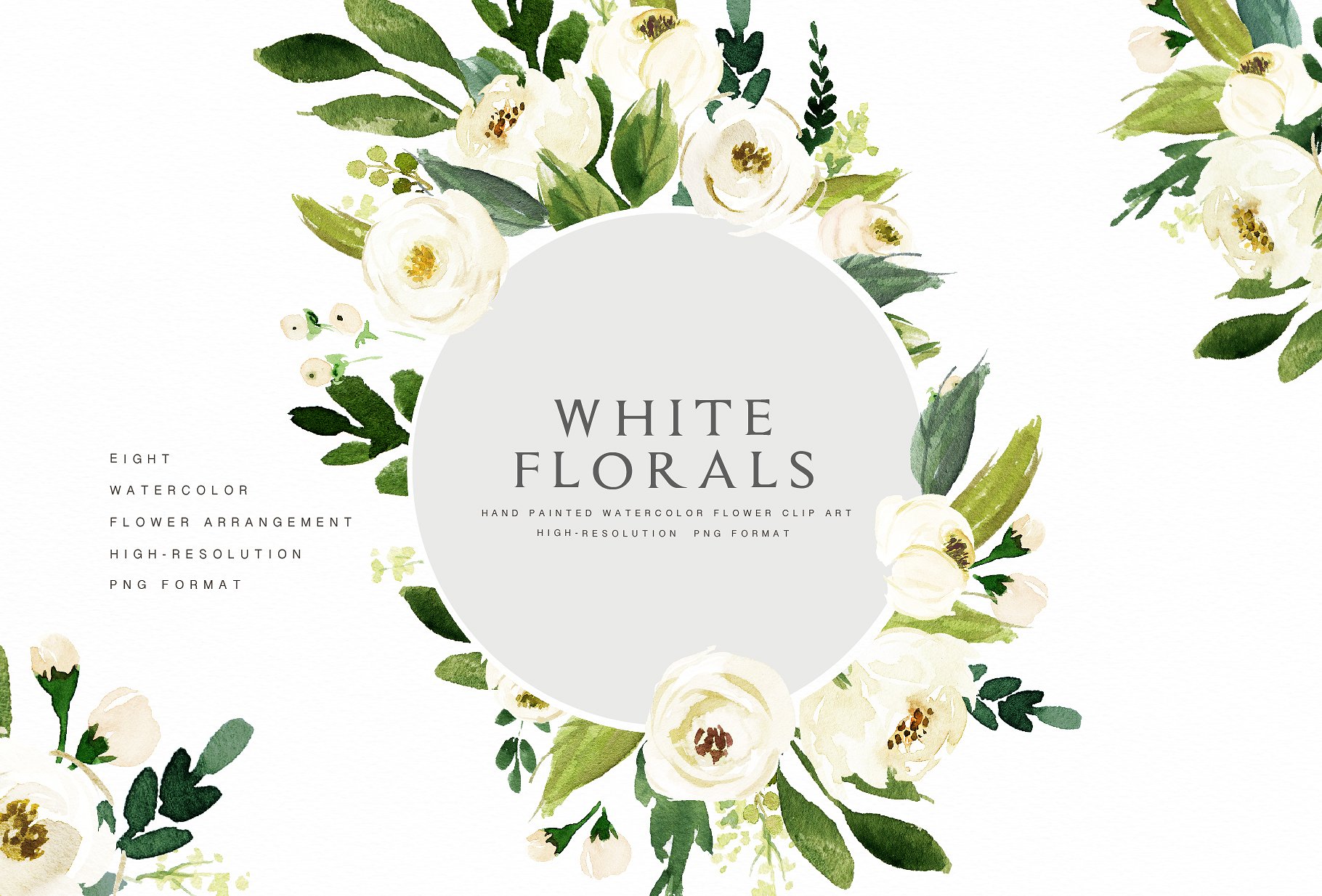 Watercolor White Flower Clip Art ~ Illustrations ~ Creative Market