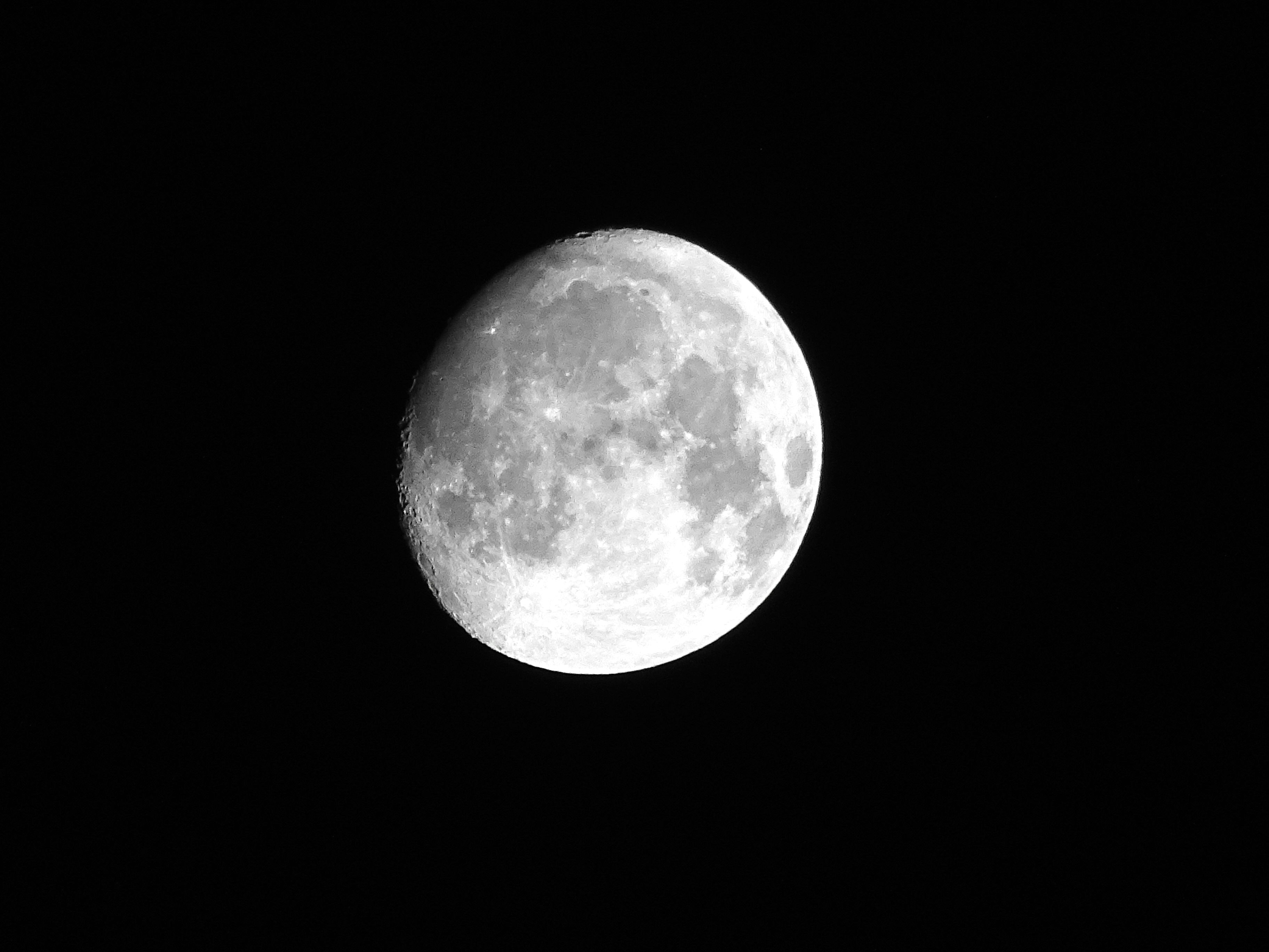 White Full Moon, Astronomy, Ball-shaped, Black and white, Circle, HQ Photo