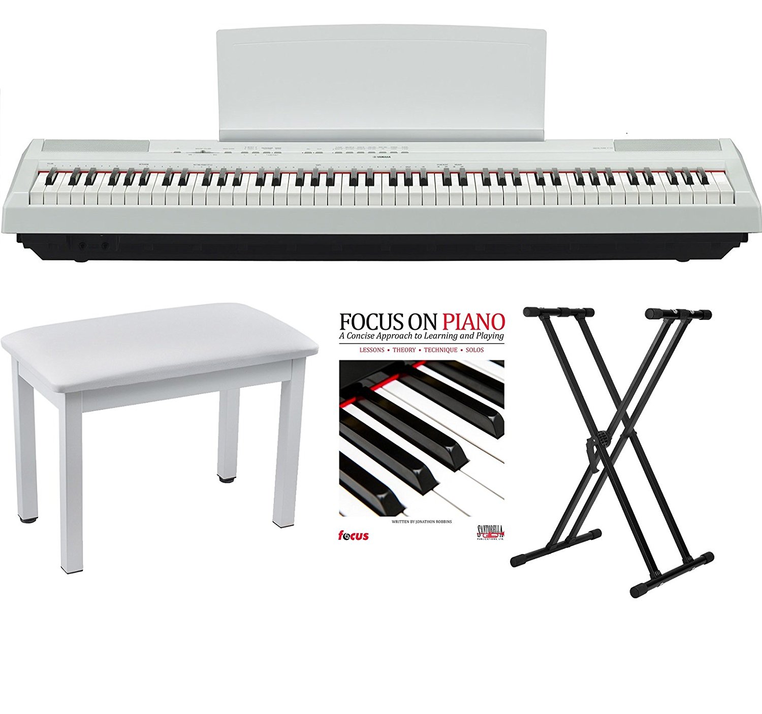 Amazon.com: Yamaha P115 88 Weighted Keys White Digital Piano w/ Knox ...