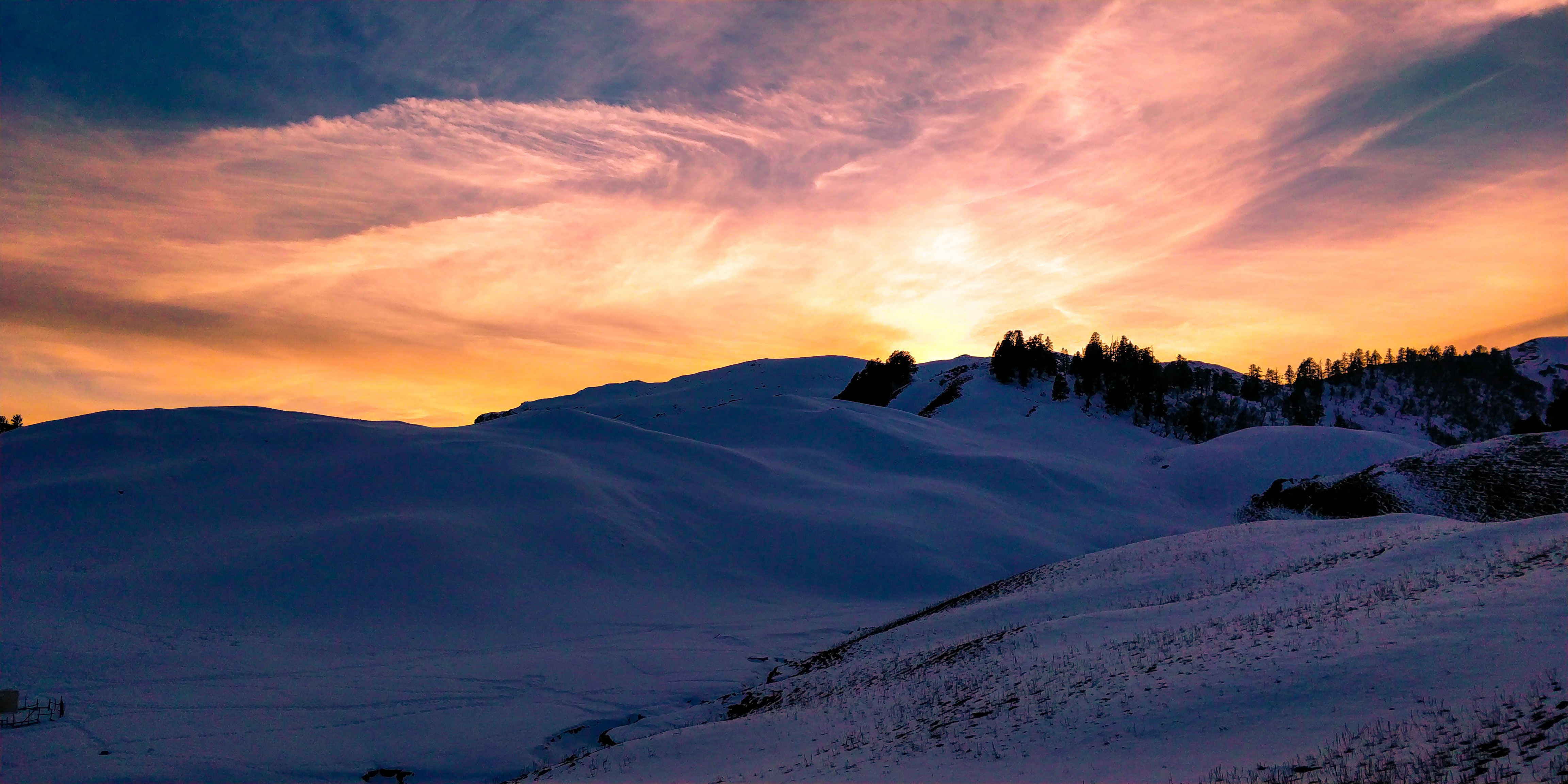 White snowy desert during sunset photo