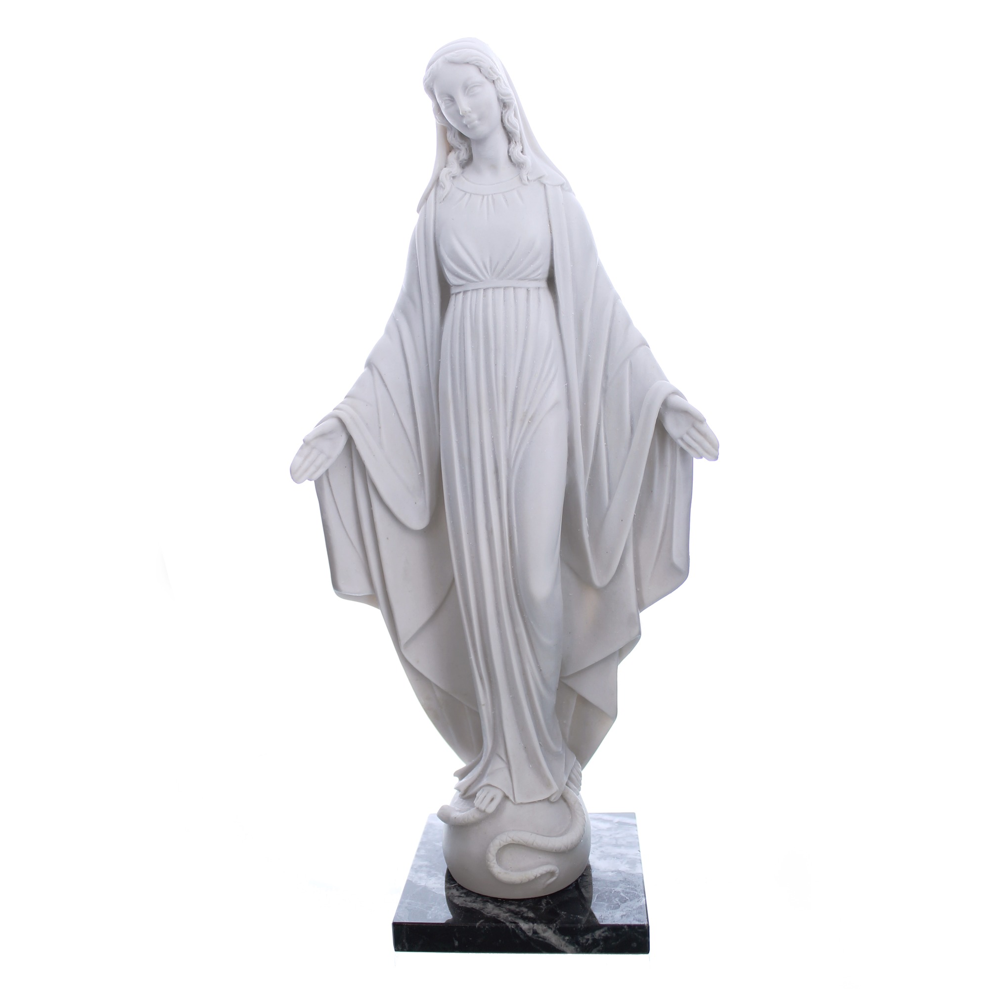 White Miraculous Mary Marble Statue 13