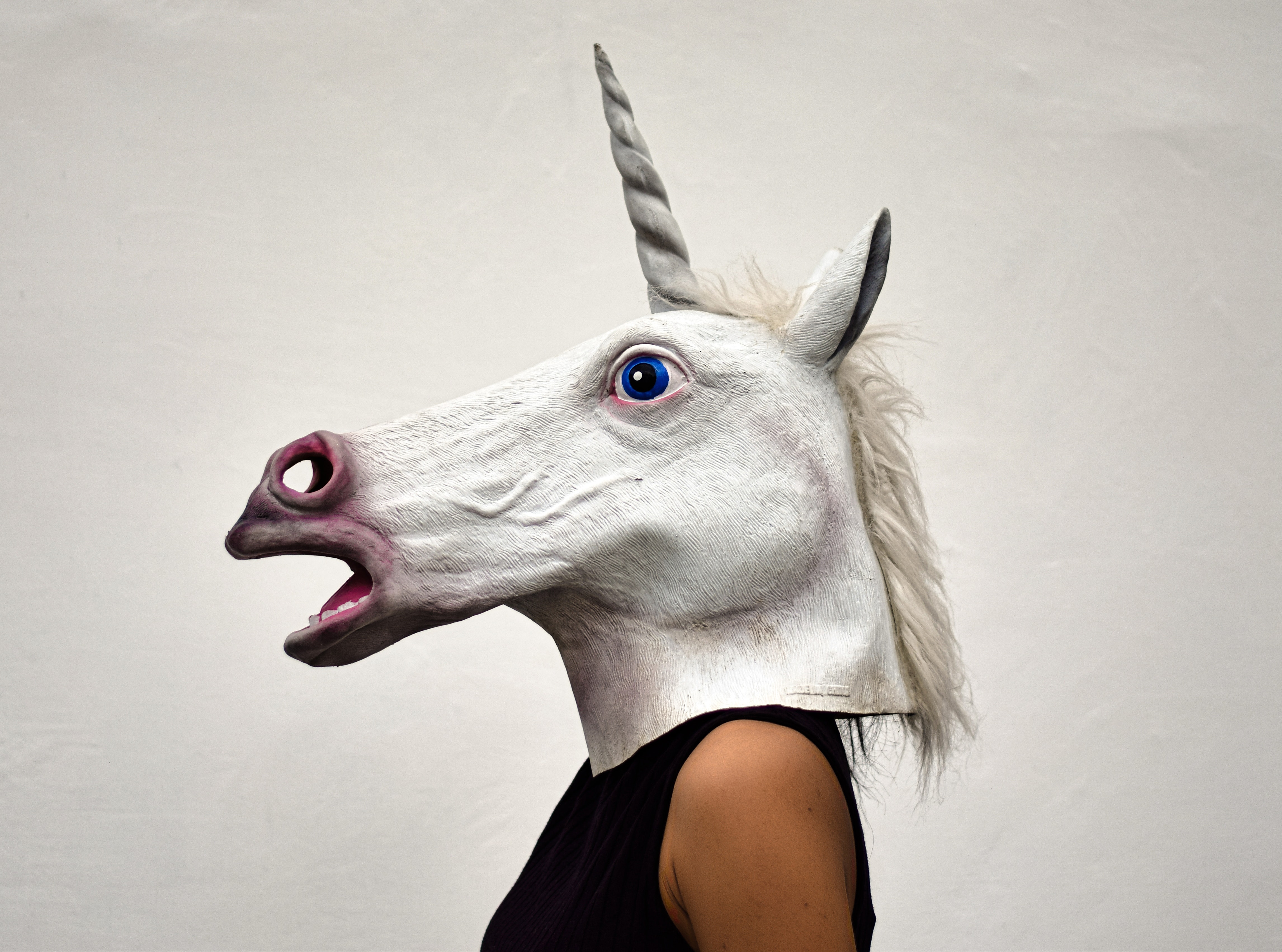White unicorn head costume photo