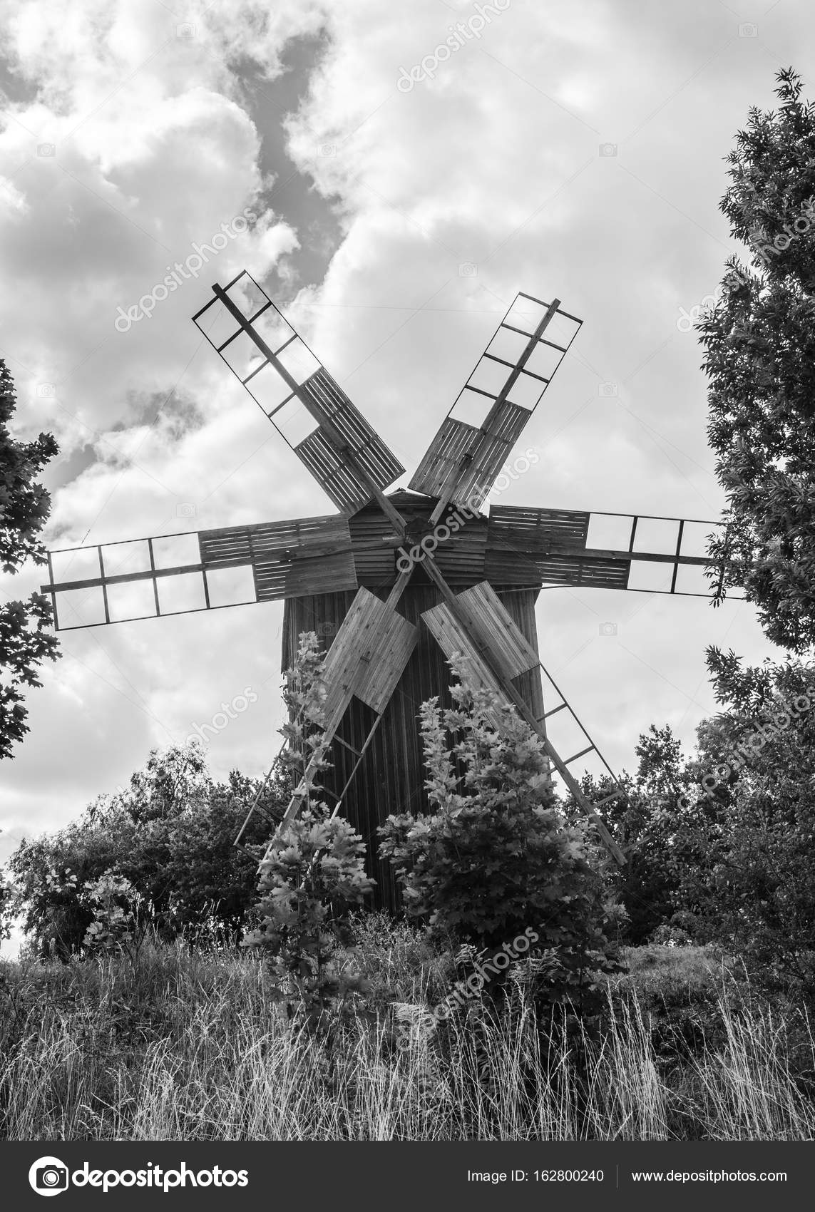 Black and white windmill wallpaper — Stock Photo © maxterdesign ...