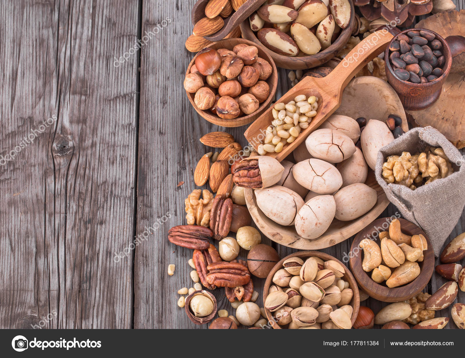 Nuts different copy space — Stock Photo © yingko #177811384