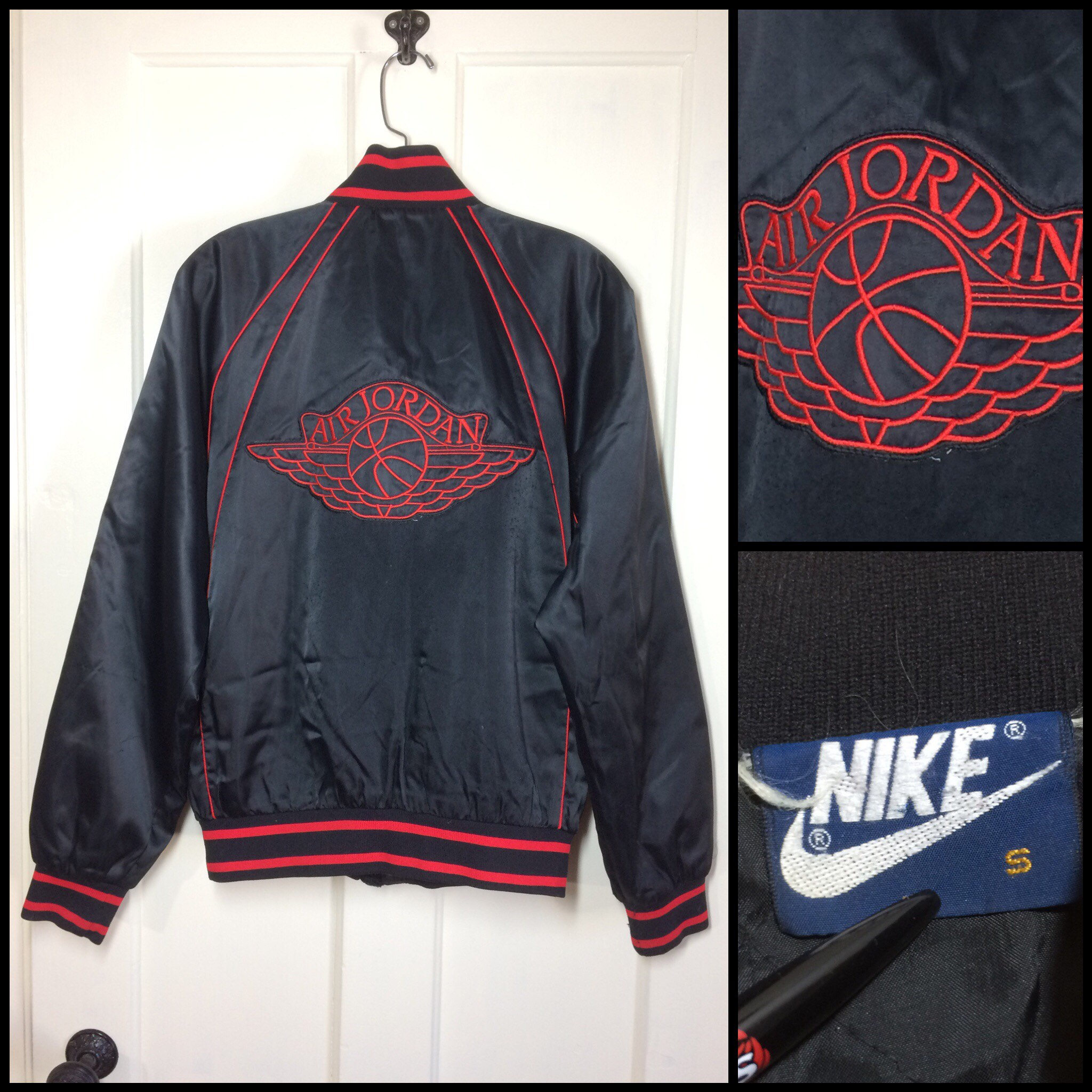 AJ1 1980's 1985 Air Jordan wings basketball satin bomber jacket size ...